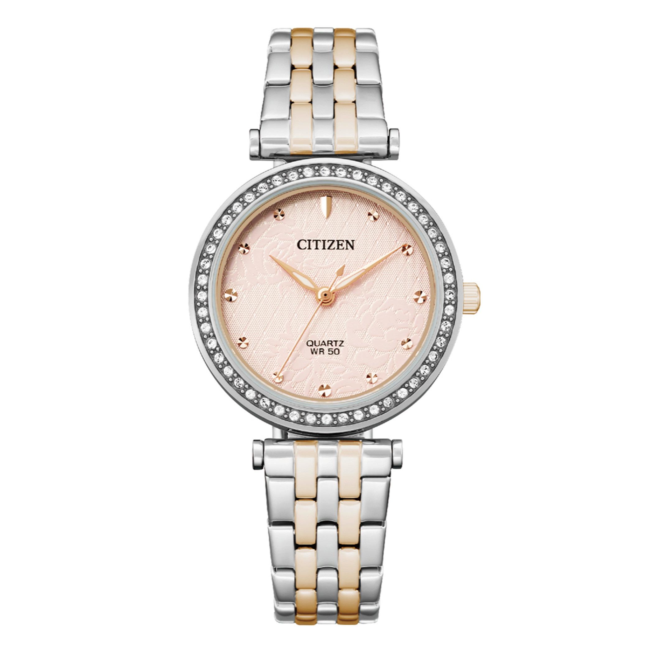 Citizen Quartz Women Pink Dial Analog Watch with Silver & Rose Gold Strap - ER0218-53X-women-watchesandjewellery-watches-image-1