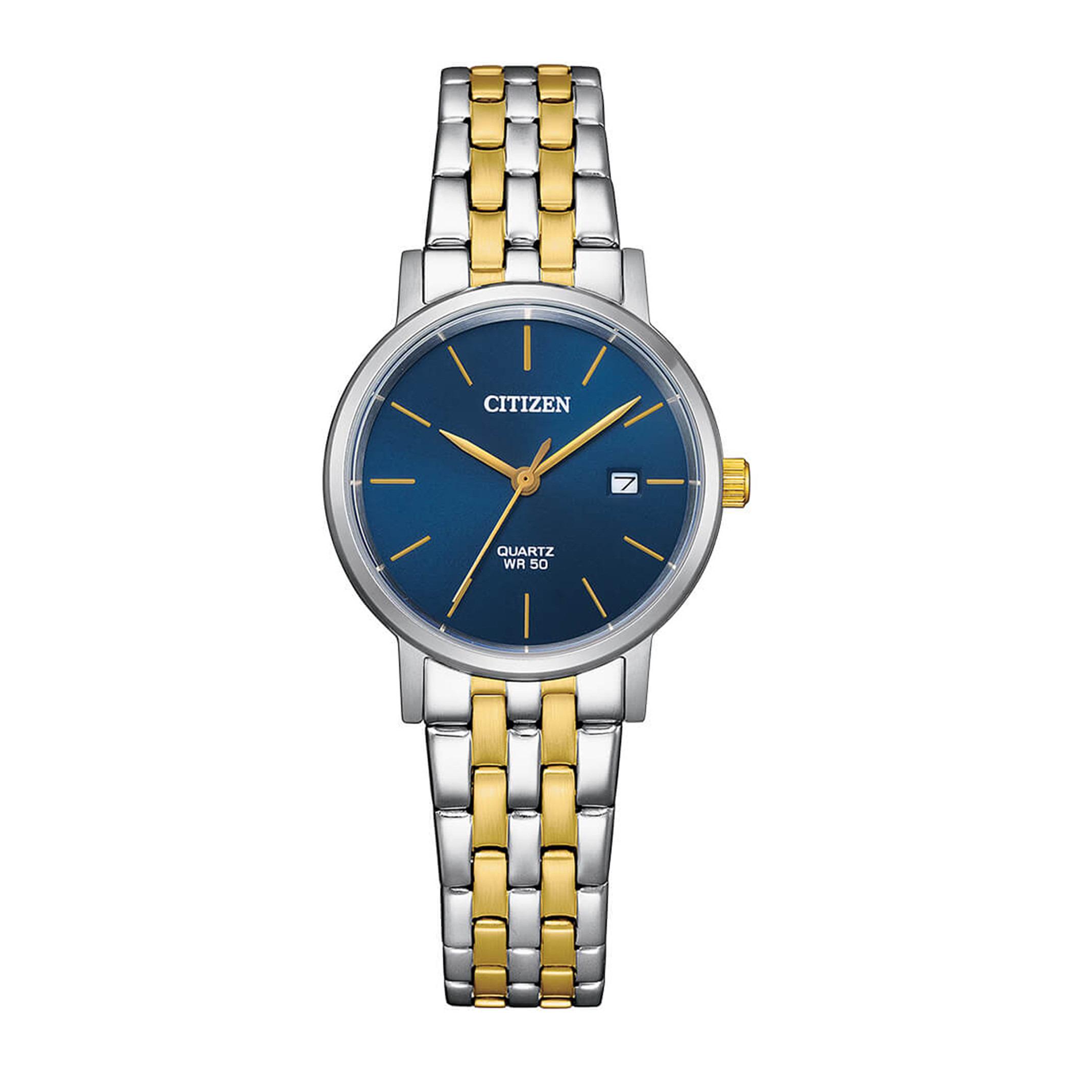  EU6096-58L-ساعة انالوج من سيتيزن كوارتز للنساء بمينا ابیض مع سوار فضي وذهبي -women-watchesandjewellery-watches-image-1