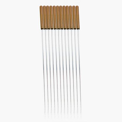 Feast Stainless Steel Barbecue Skewers with Wooden Handle - 30x8x4 cms