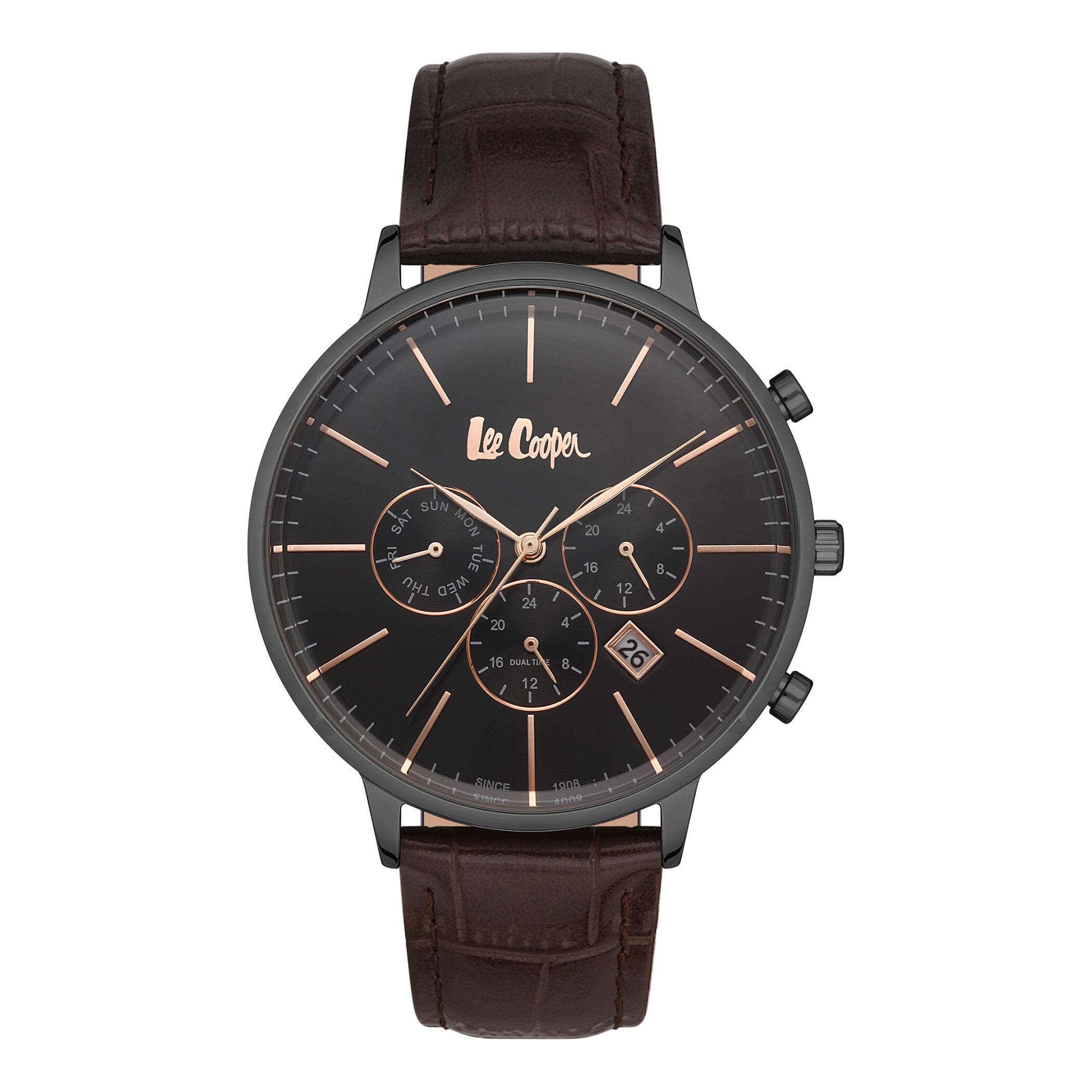  LC06916.062-ساعة كرونوغراف من لي كوبر بمينا أسود للرجال -men-watchesandjewellery-watches-image-1