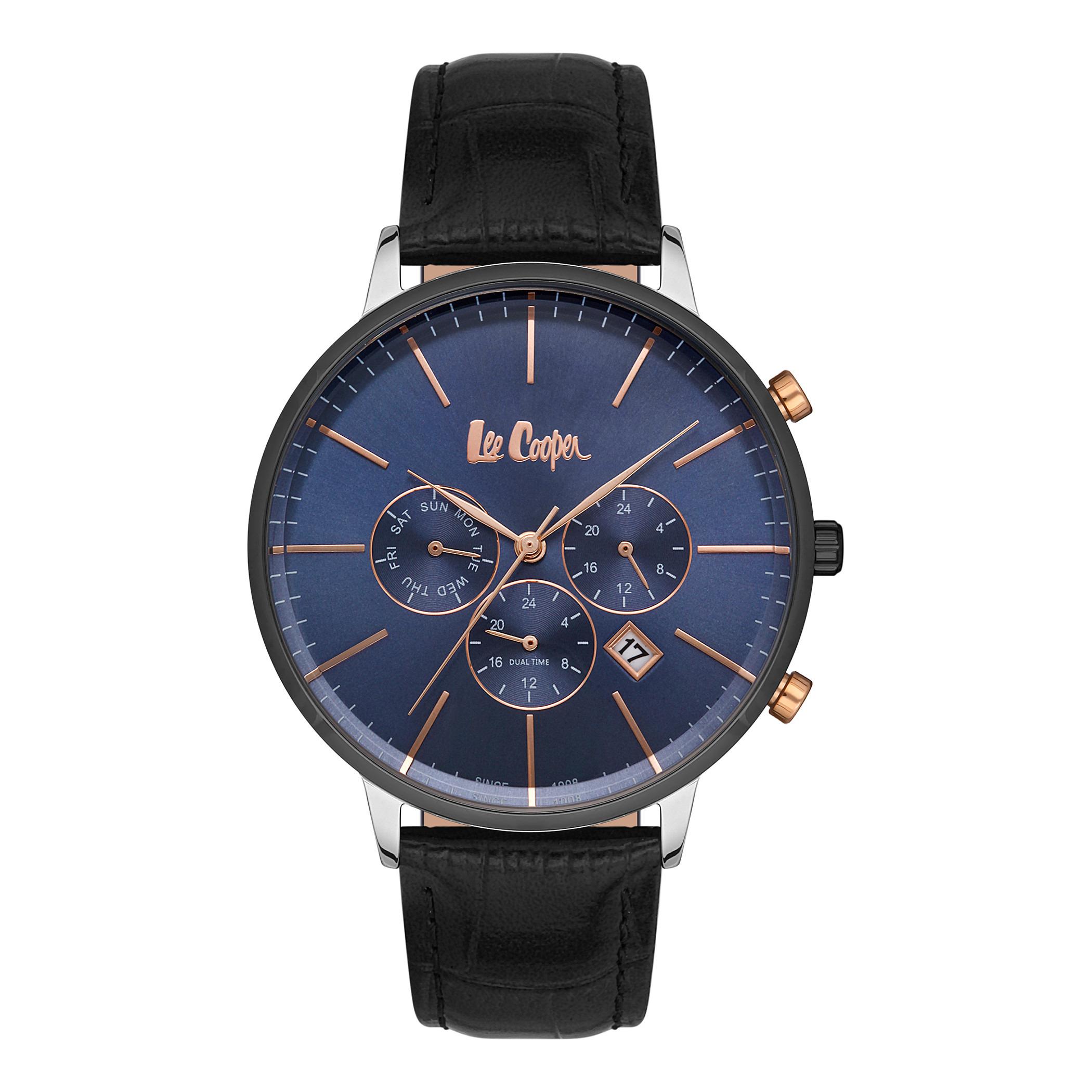  LC06916.691-ساعة كرونوغراف من لي كوبر بمينا أزرق غامق للرجال -men-watchesandjewellery-watches-image-1