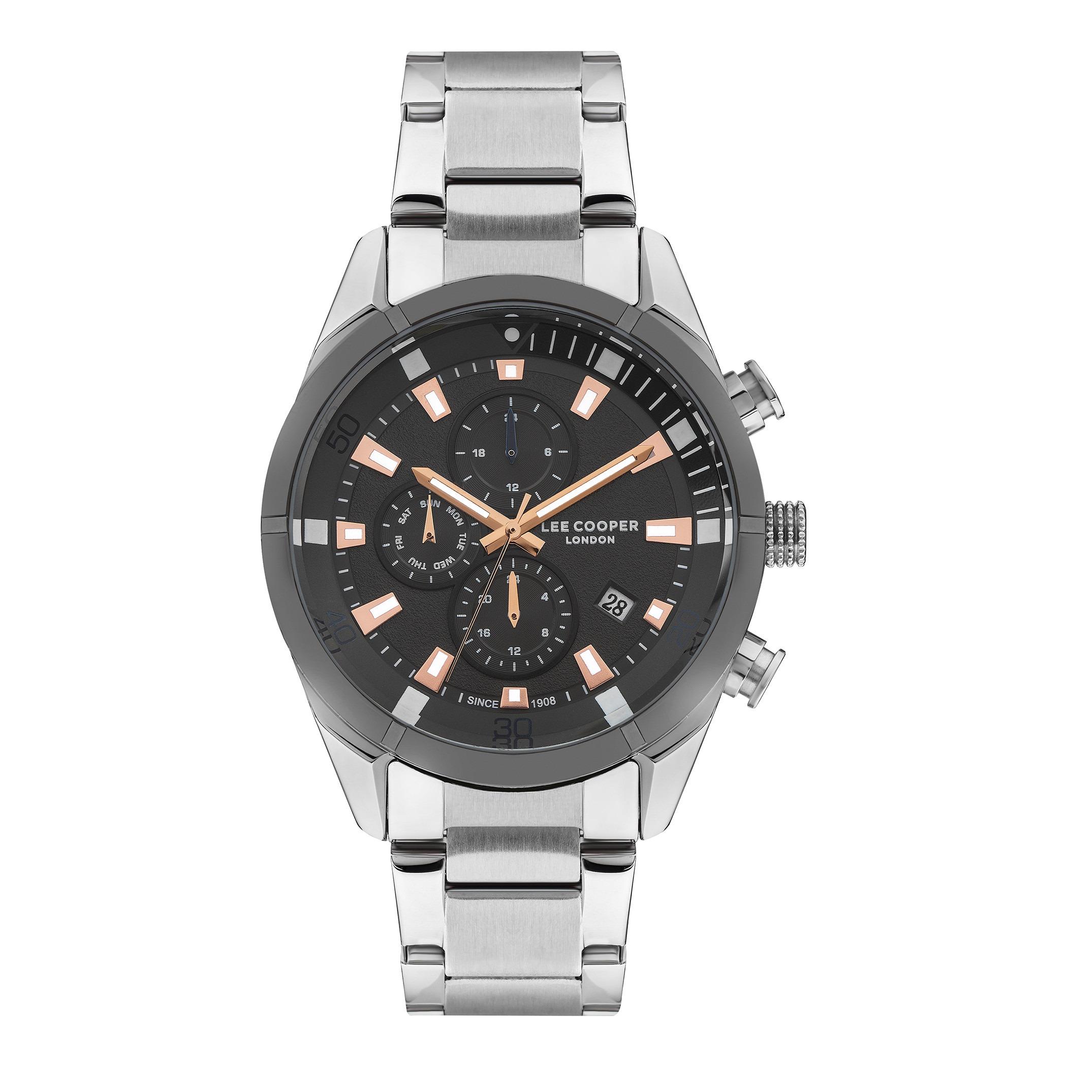  LC07378.060-ساعة كرونوغراف من لي كوبر بمينا غون ميتال للرجال -men-watchesandjewellery-watches-image-1
