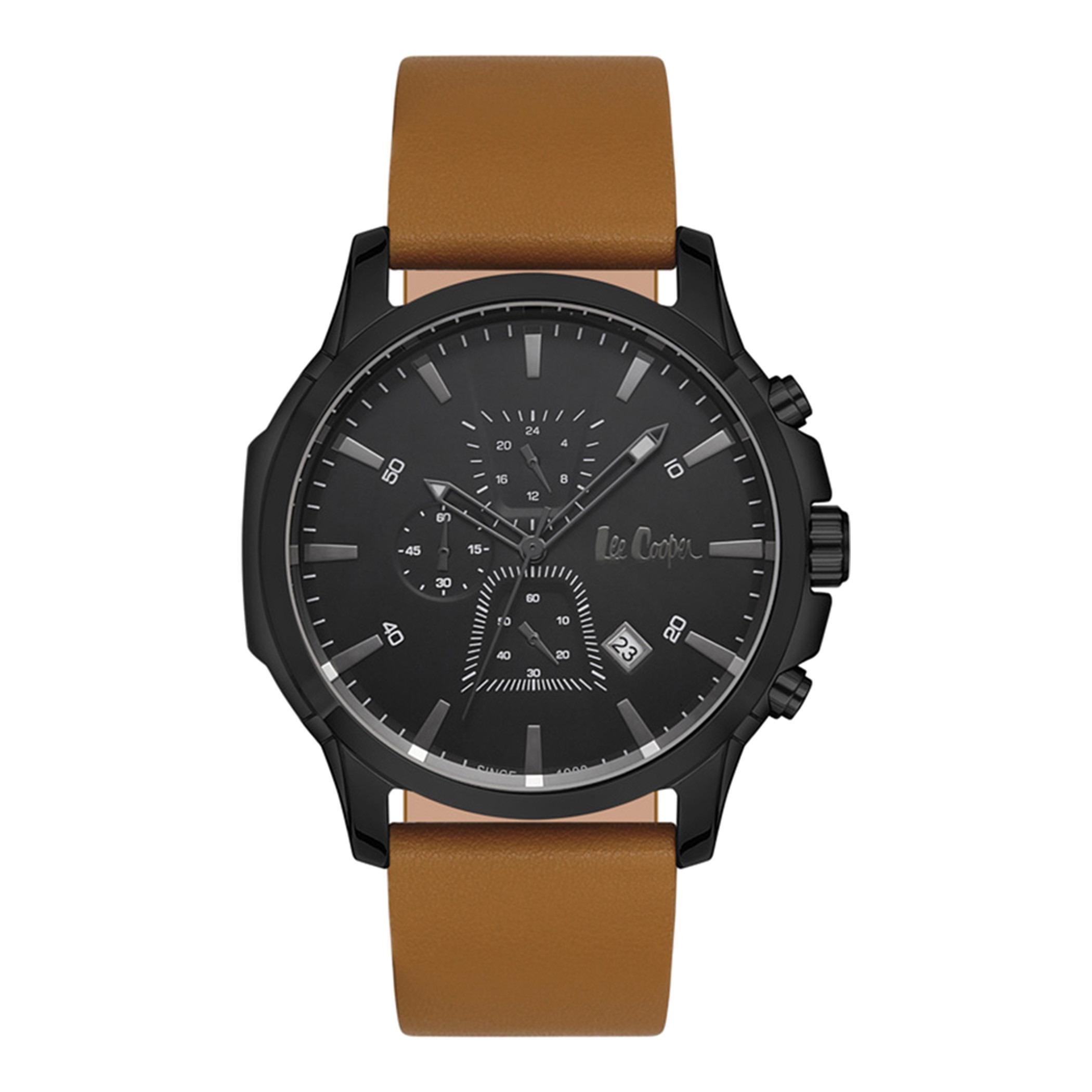  LC06889.664-NL-ساعة كرونوغراف من لي كوبر بمينا أسود للرجال -men-watchesandjewellery-watches-image-1