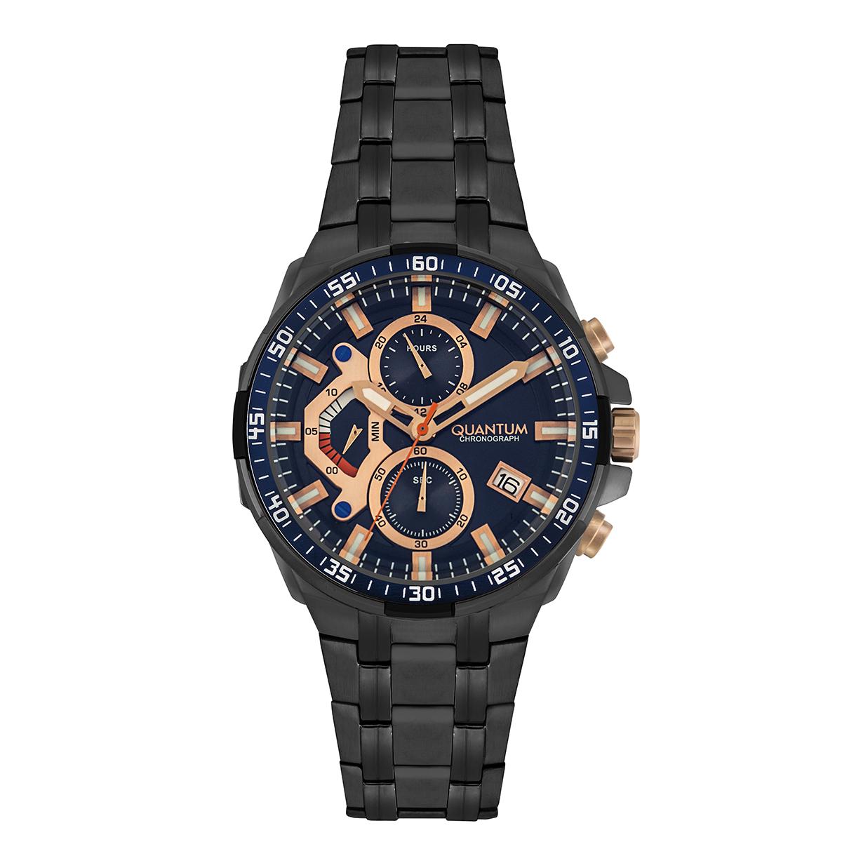 Quantum Men Blue Dial Chronograph Watch with Black Strap - ADG700.090-men-watchesandjewellery-watches-image-1
