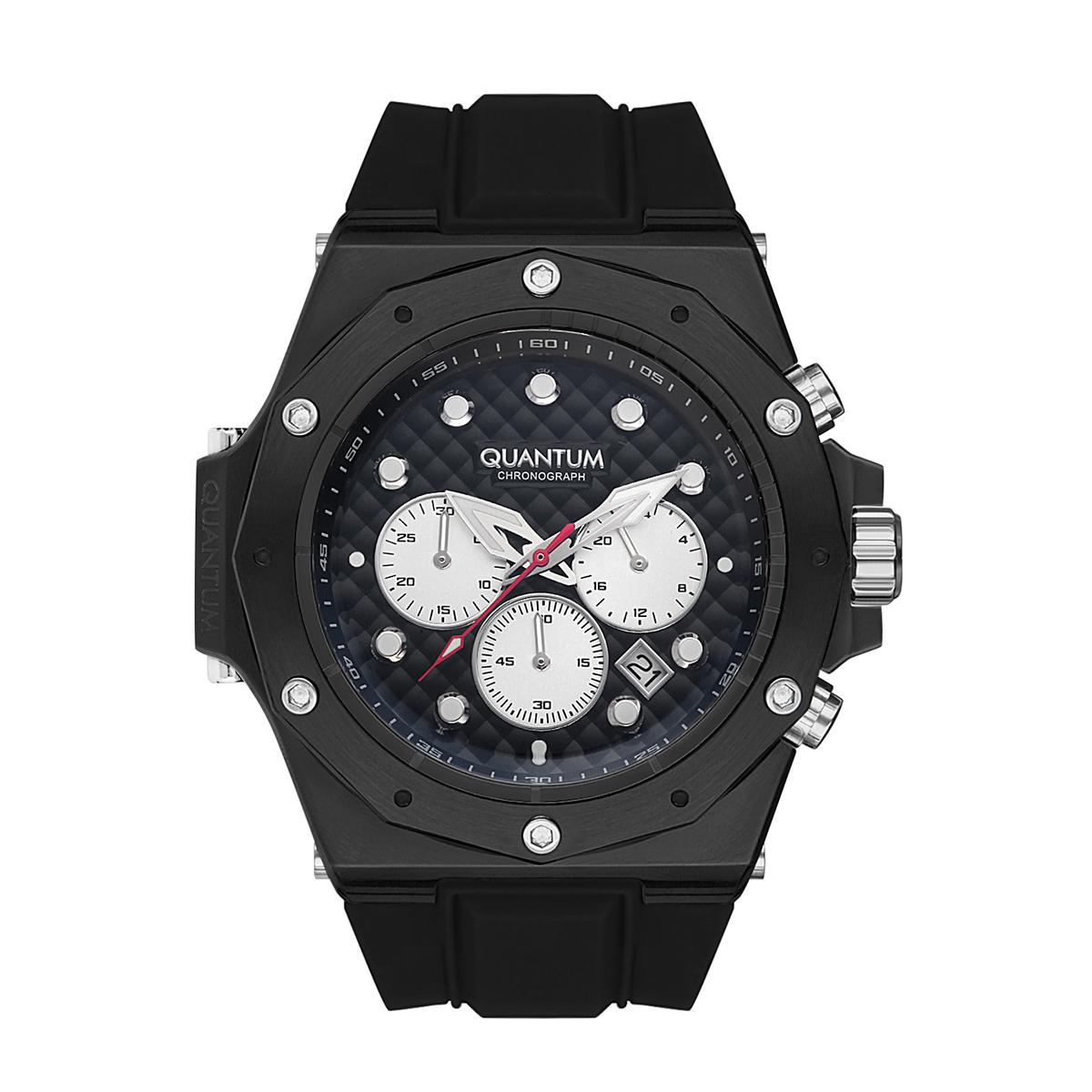Quantum Men Black Dial Chronograph Watch with Black Strap - HNG704.650-men-watchesandjewellery-watches-image-1