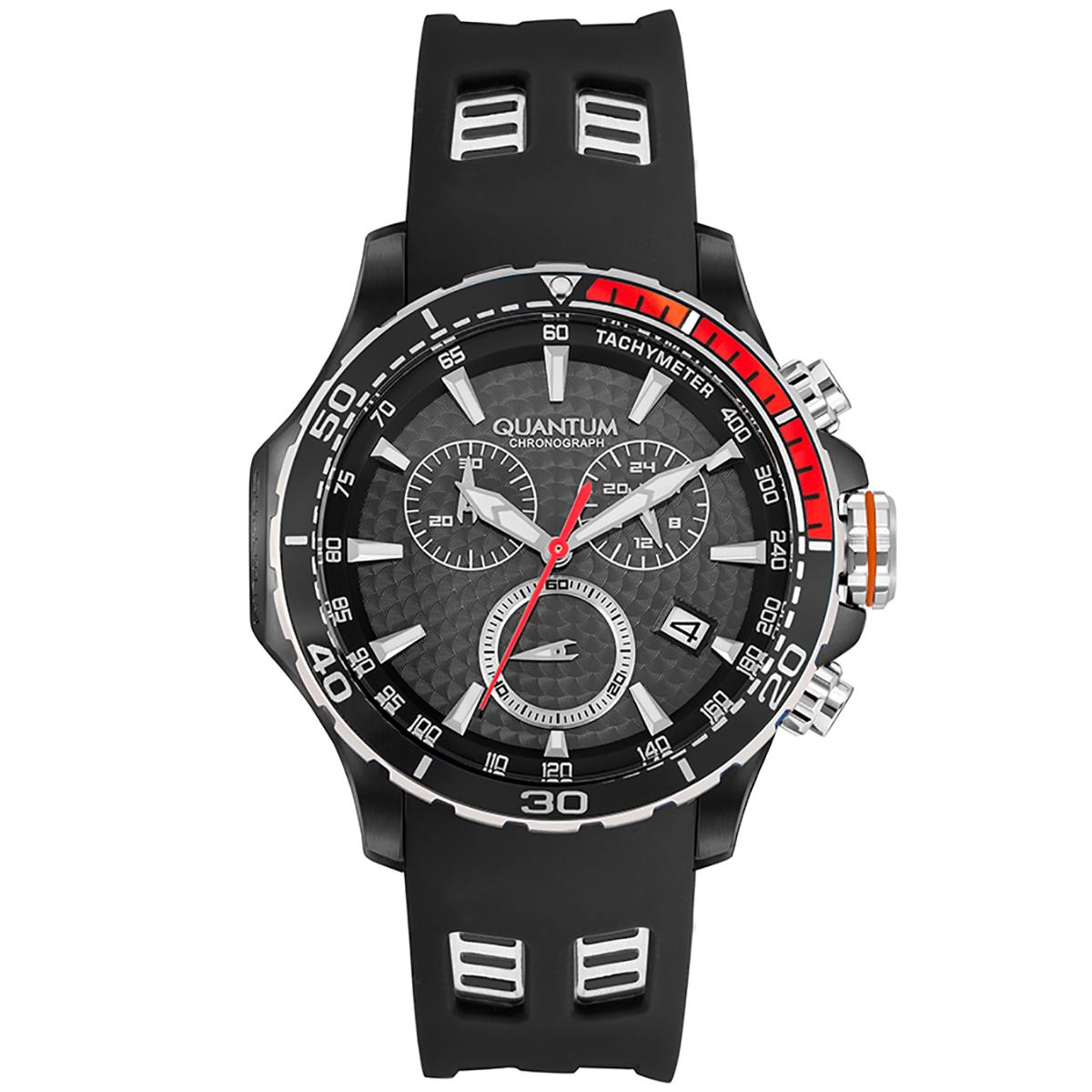ساعة كوانتوم للرجال بمينا اسود كرونوغراف وسوار اسود - HNG834.651-men-watchesandjewellery-watches-image-1