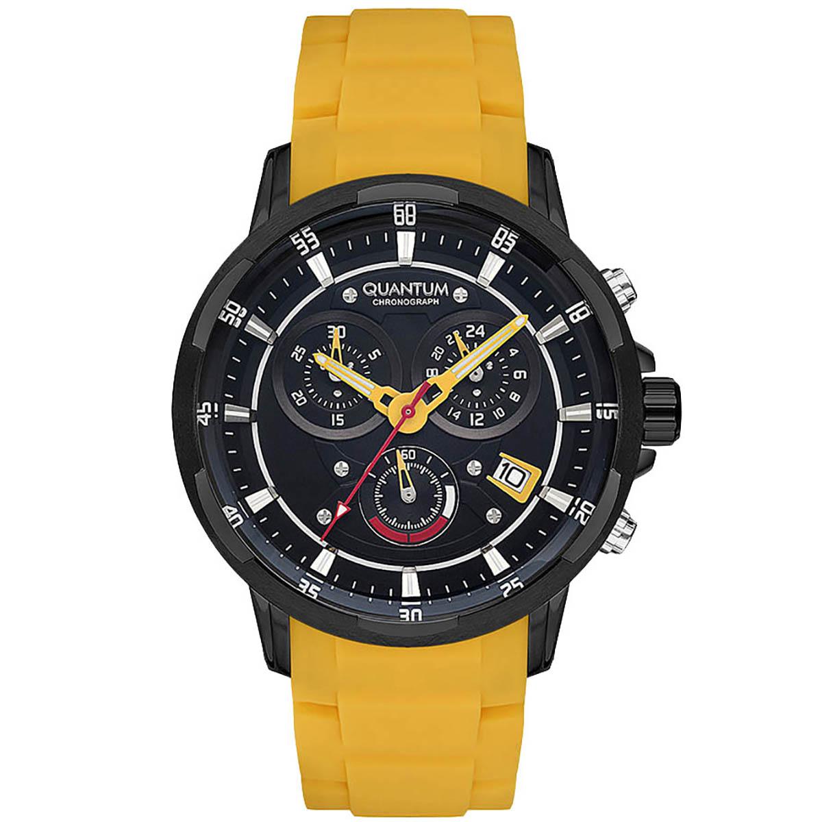 ساعة كوانتوم للرجال بمينا اسود كرونوغراف وسوار أصفر - PWG714.654-men-watchesandjewellery-watches-image-1