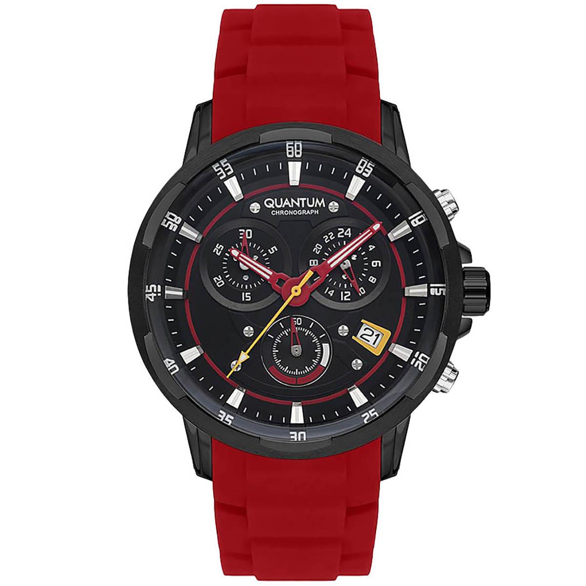 ساعة كوانتوم للرجال بمينا اسود كرونوغراف وسوار احمر - PWG714.658-men-watchesandjewellery-watches-image-1