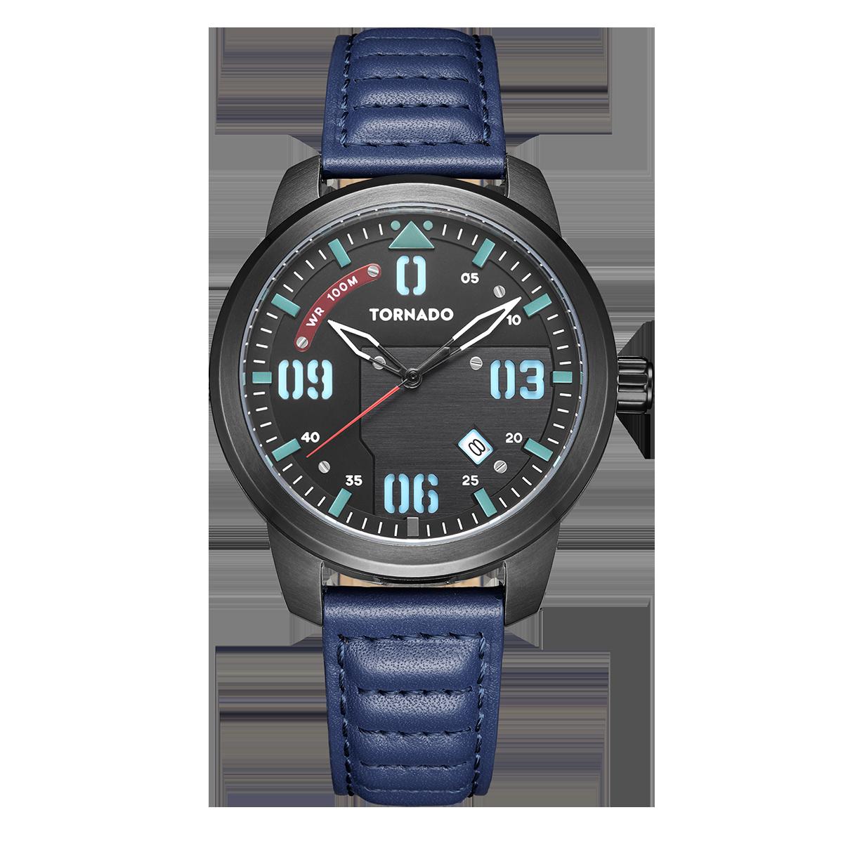 Tornado Men Black Dial Analog Watch with Blue Strap - T20002-XLNB-men-watchesandjewellery-watches-image-1