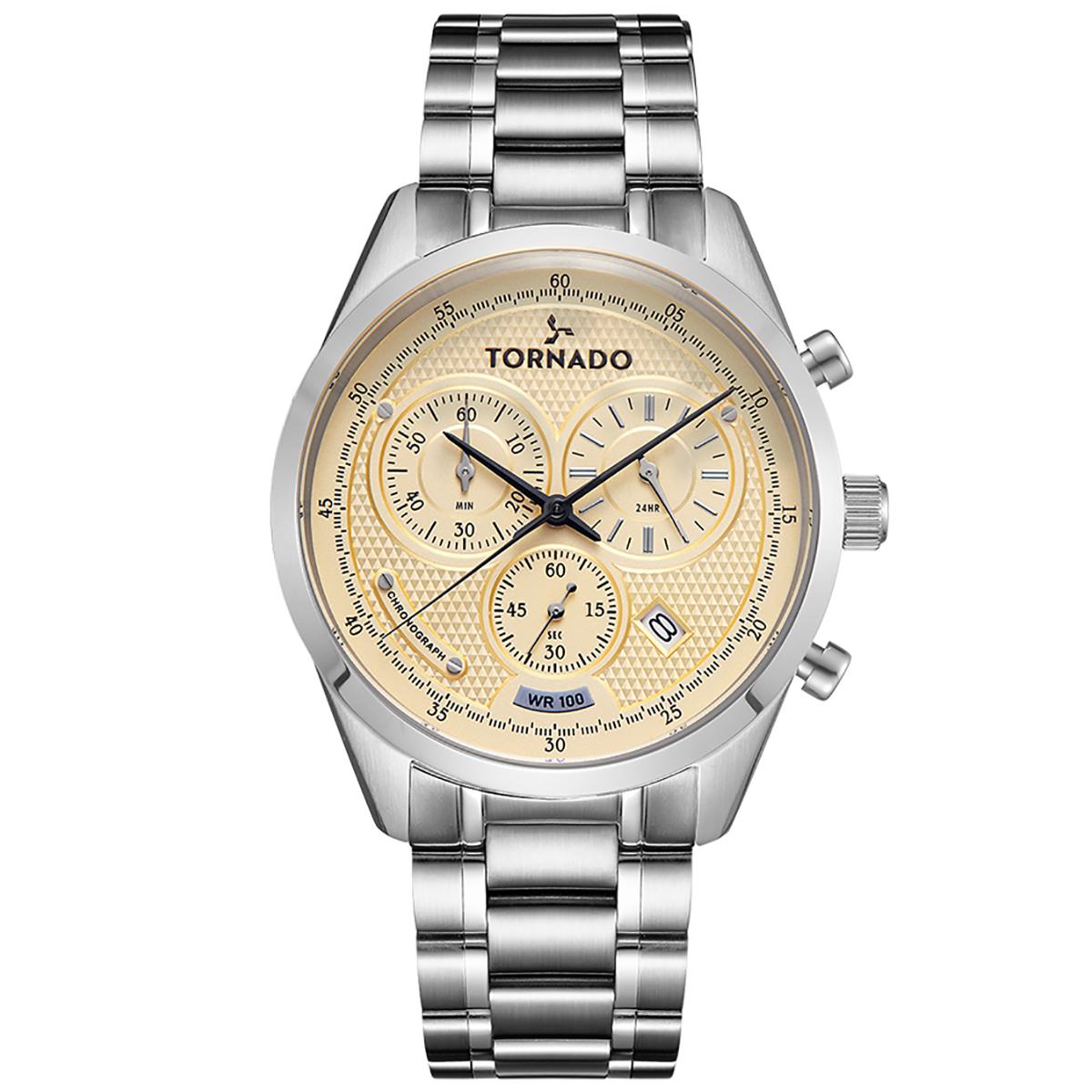 Tornado Men Off White Dial Chronograph Watch with Silver Strap - T20103B-SBSI-men-watchesandjewellery-watches-image-1