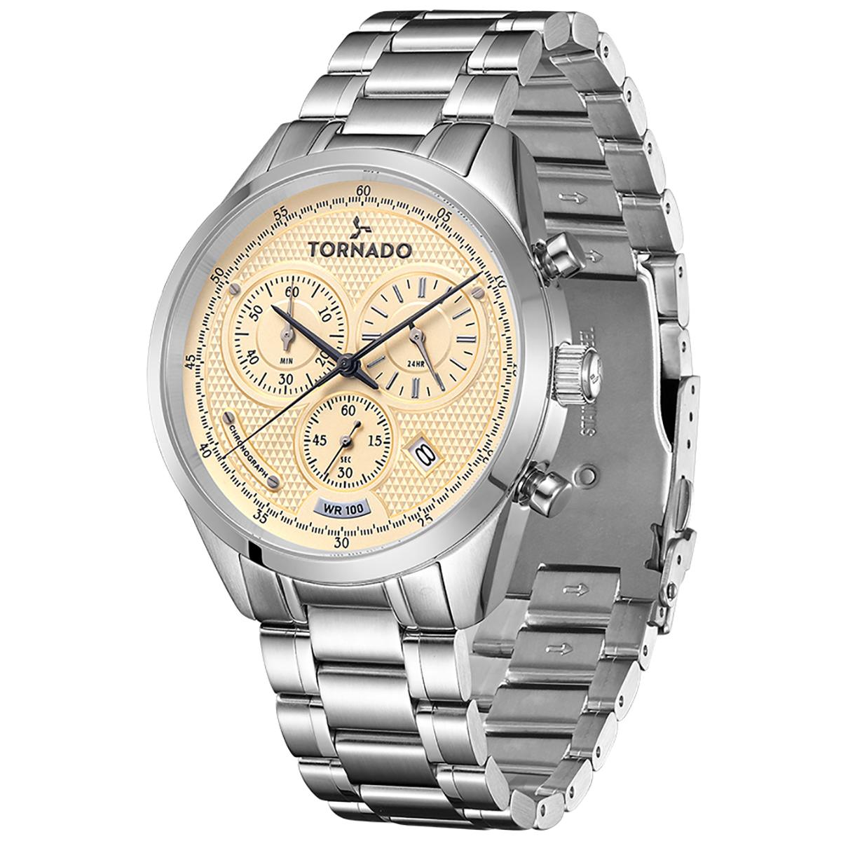 Tornado Men Off White Dial Chronograph Watch with Silver Strap - T20103B-SBSI-men-watchesandjewellery-watches-image-2