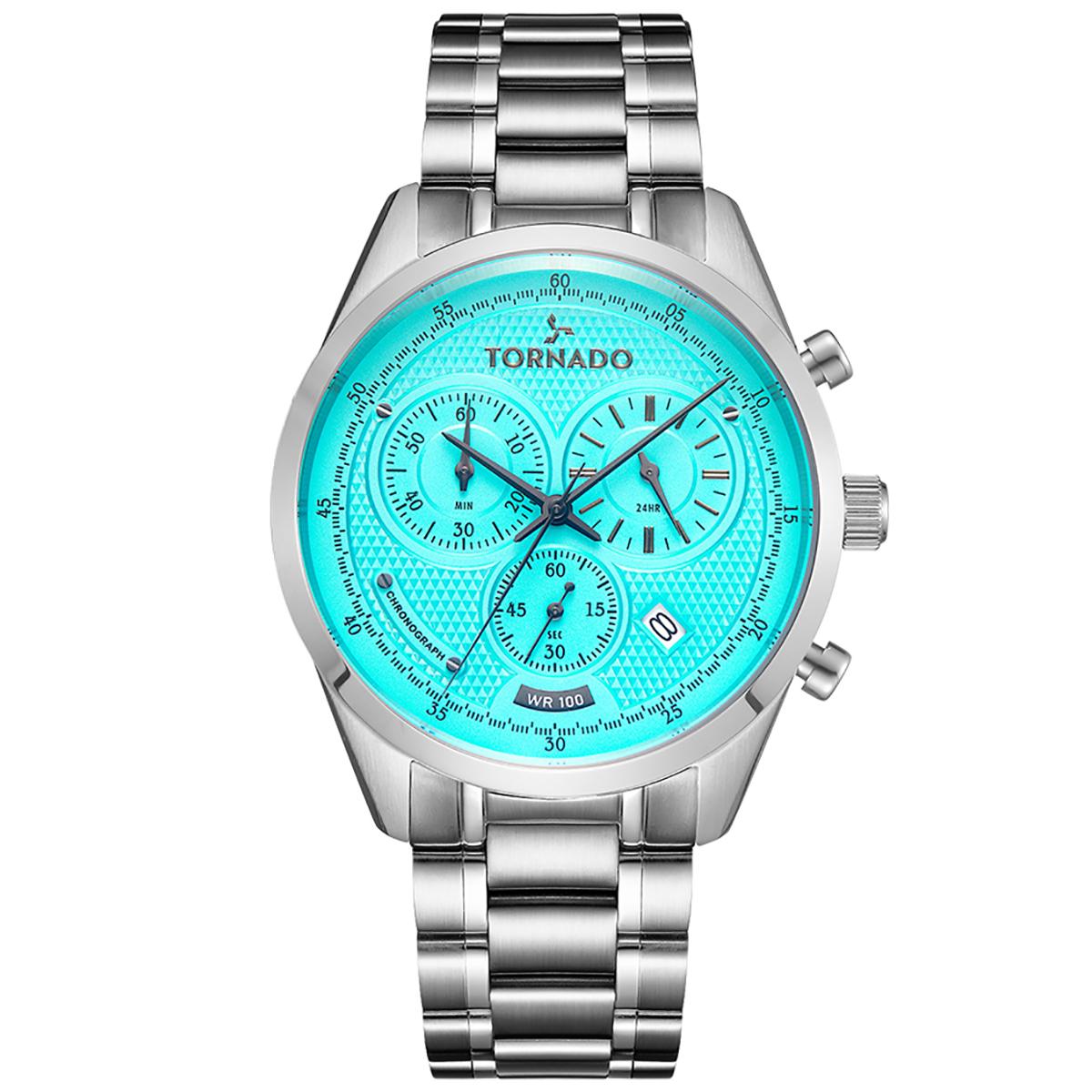 Tornado Men Blue Dial Chronograph Watch with Silver Strap - T20103B-SBSLX-men-watchesandjewellery-watches-image-1