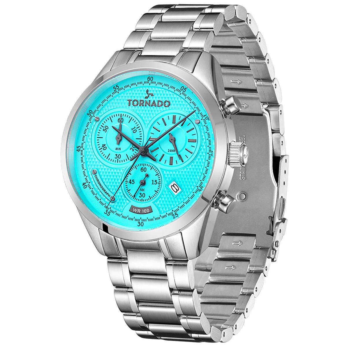 Tornado Men Blue Dial Chronograph Watch with Silver Strap - T20103B-SBSLX-men-watchesandjewellery-watches-image-2
