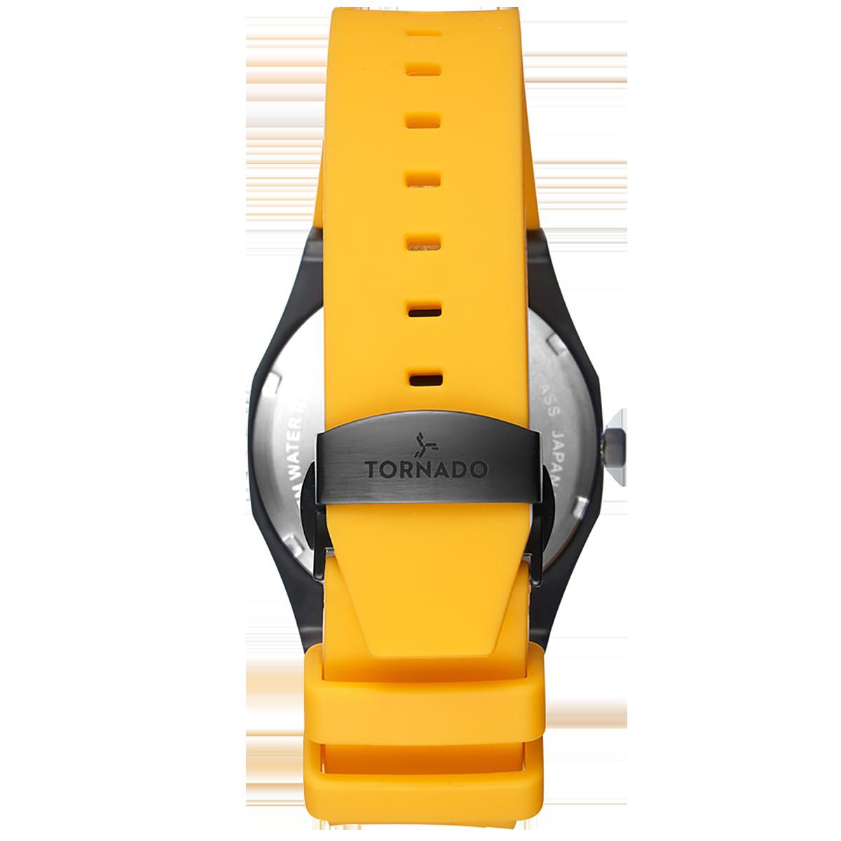 Tornado Men Black Dial Analog Watch with Yellow Strap - T22002-BSYB-men-watchesandjewellery-watches-image-3