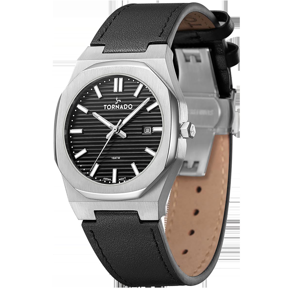 Tornado Men Black Dial Analog Watch with Black Strap - T22002-SLBB | 40 MM-men-watchesandjewellery-watches-image-2