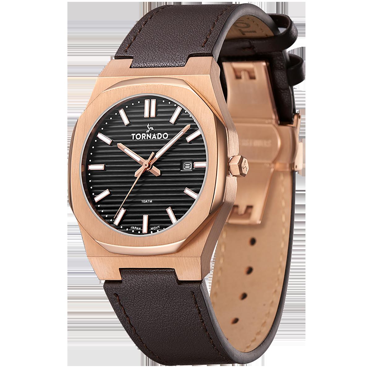 Tornado Men Black Dial Analog Watch with Brown Strap - T22002-RLDB-men-watchesandjewellery-watches-image-2