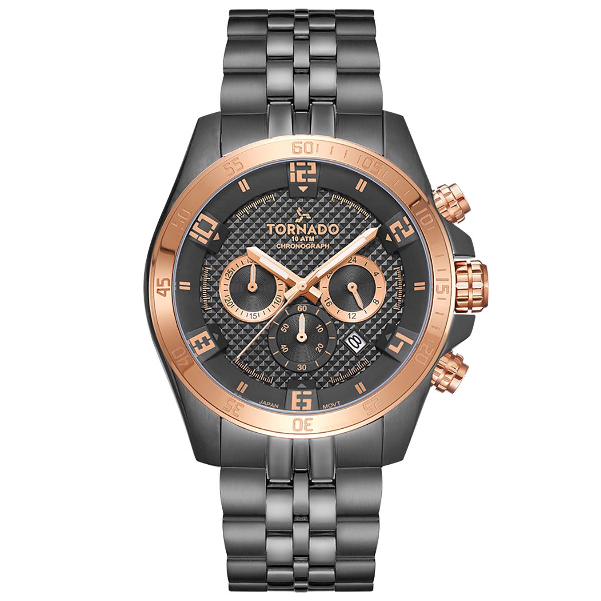 ساعة تورنيدو للرجال بمينا اسود كرونوغراف وسوار معدني - T3149B-XBXBK-men-watchesandjewellery-watches-image-1