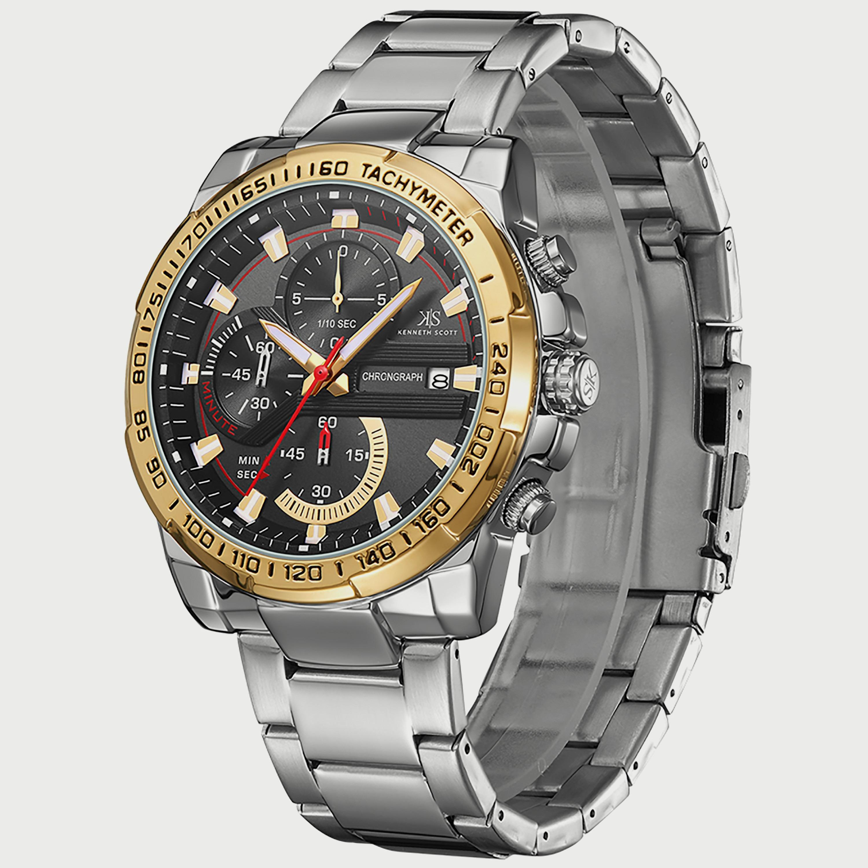 K22101-SBSBG "ساعة" كرونوغراف فضية بسوار ستانلس ستيل من كينيث سكوت للرجال -men-watchesandjewellery-watches-image-2