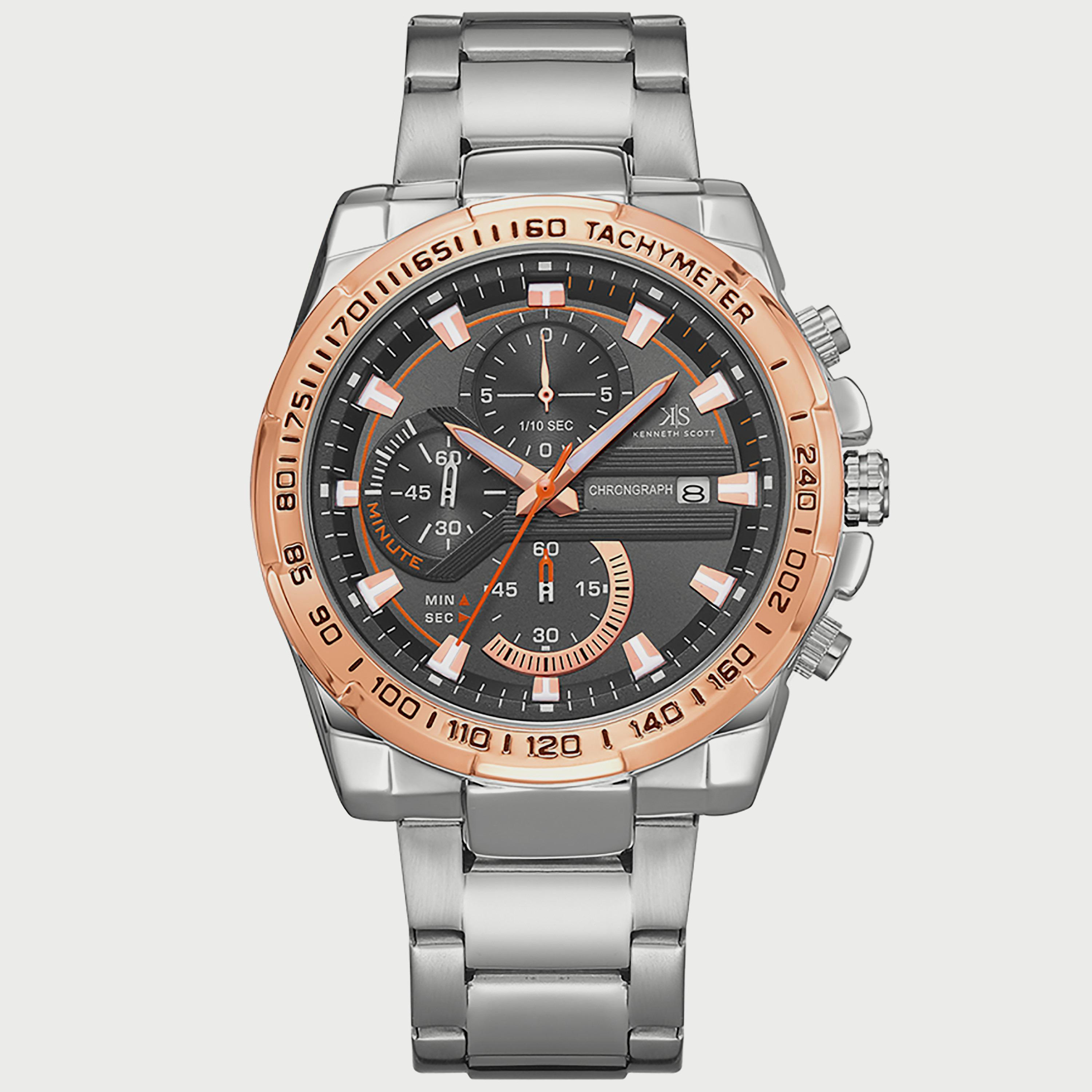 K22101-SBSBK "ساعة" كرونوغراف فضية بسوار ستانلس ستيل من كينيث سكوت للرجال -men-watchesandjewellery-watches-image-1