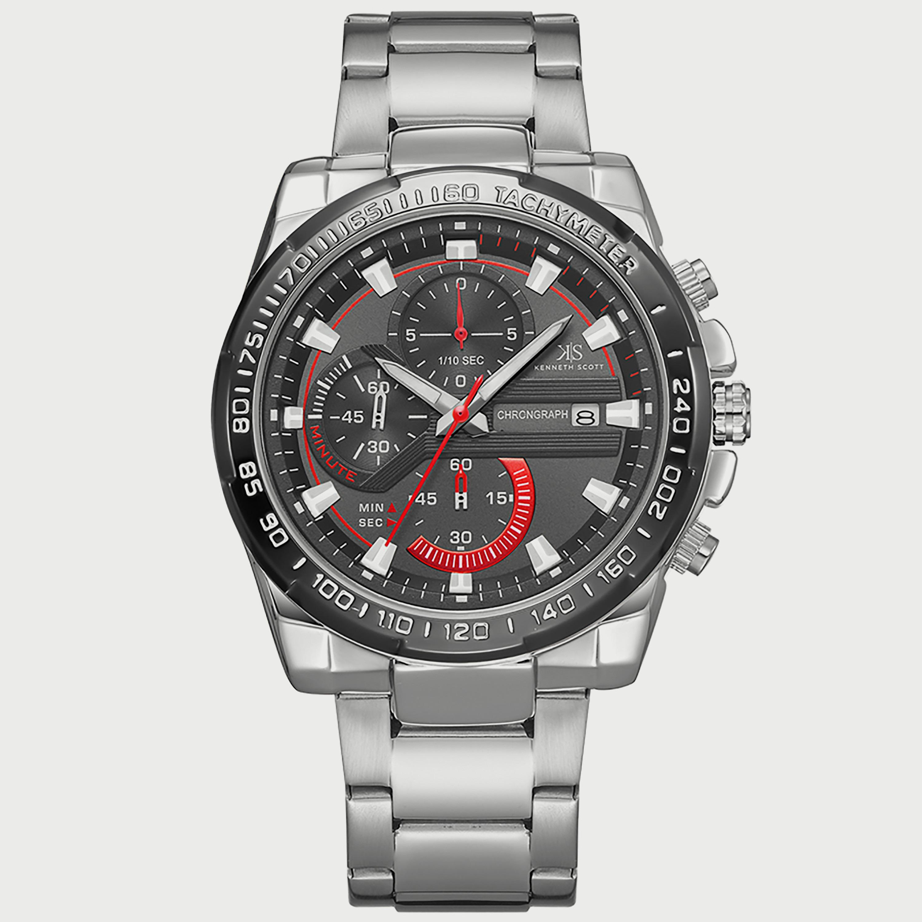 K22101-SBSB "ساعة" كرونوغراف فضية بسوار ستانلس ستيل من كينيث سكوت للرجال -men-watchesandjewellery-watches-image-1