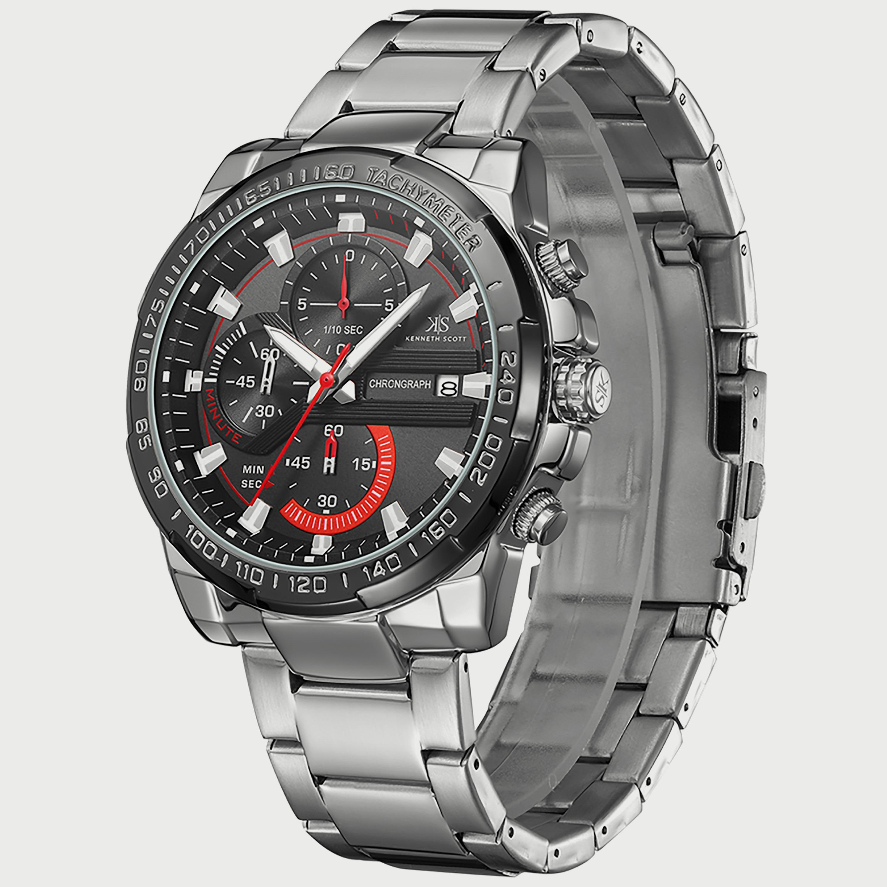 K22101-SBSB "ساعة" كرونوغراف فضية بسوار ستانلس ستيل من كينيث سكوت للرجال -men-watchesandjewellery-watches-image-2