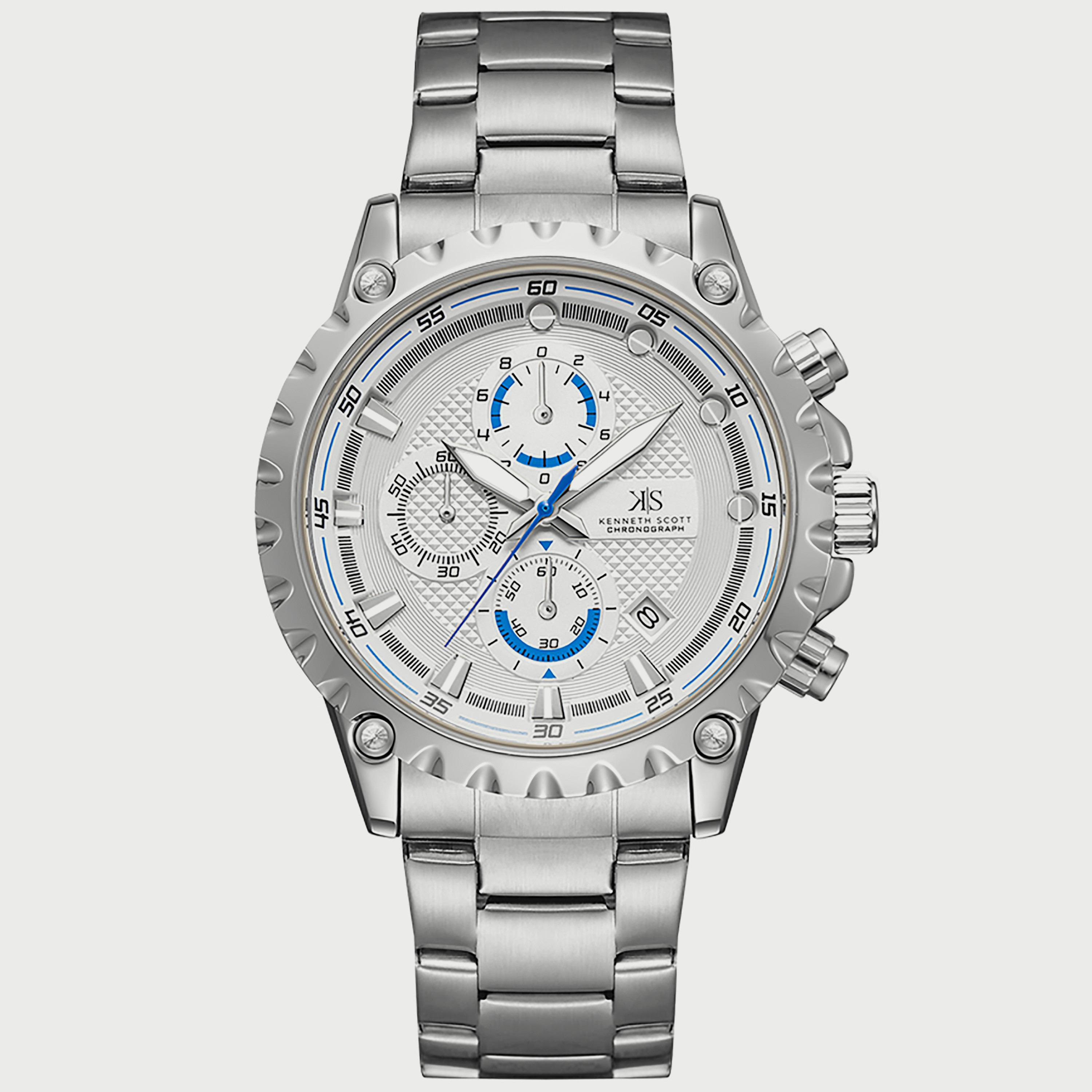 K22102-SBSW "ساعة" كرونوغراف فضية بسوار ستانلس ستيل من كينيث سكوت للرجال -men-watchesandjewellery-watches-image-1