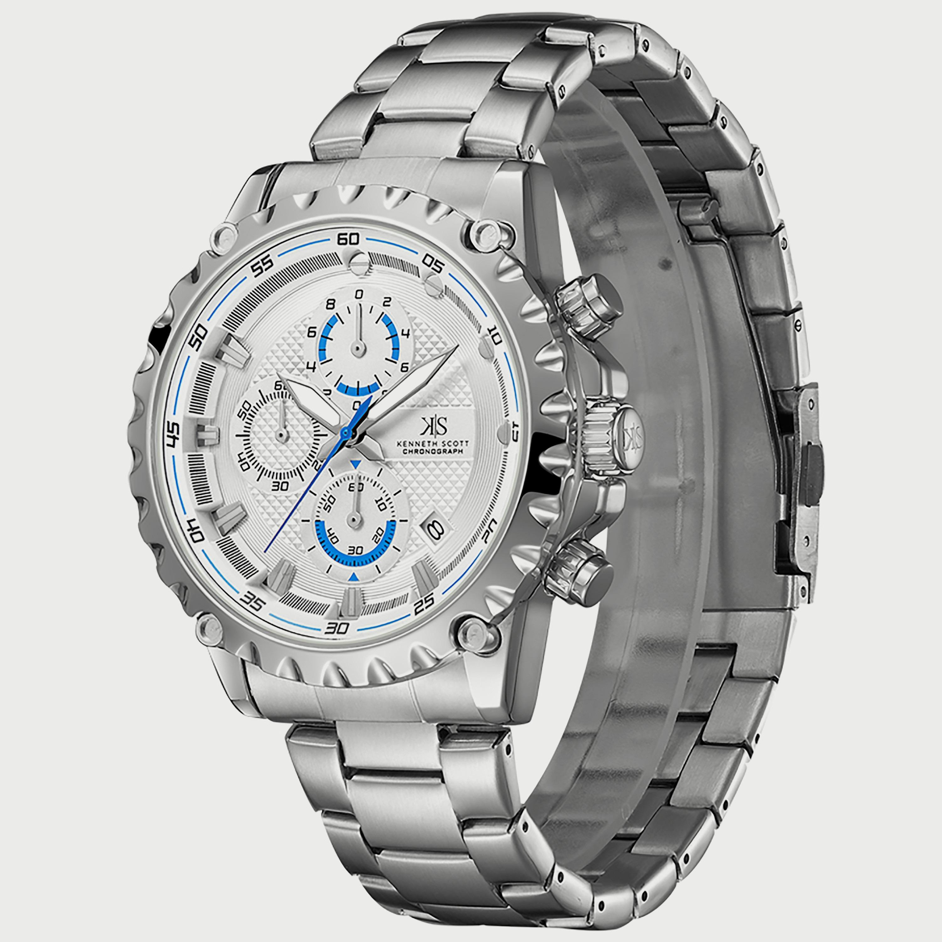 K22102-SBSW "ساعة" كرونوغراف فضية بسوار ستانلس ستيل من كينيث سكوت للرجال -men-watchesandjewellery-watches-image-2