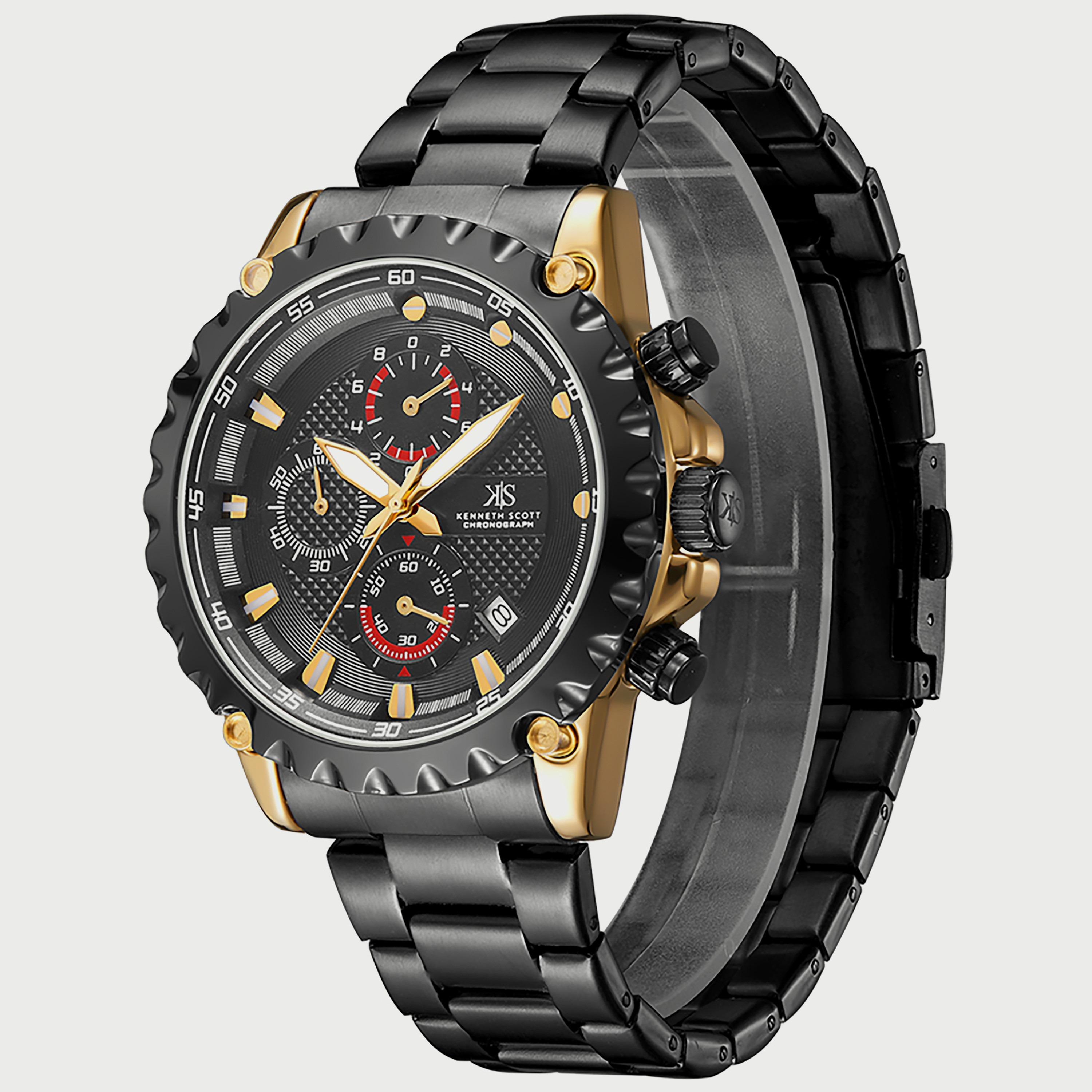 K22102-GBBB "ساعة" كرونوغراف سوداء بسوار ستانلس ستيل من كينيث سكوت للرجال -men-watchesandjewellery-watches-image-2