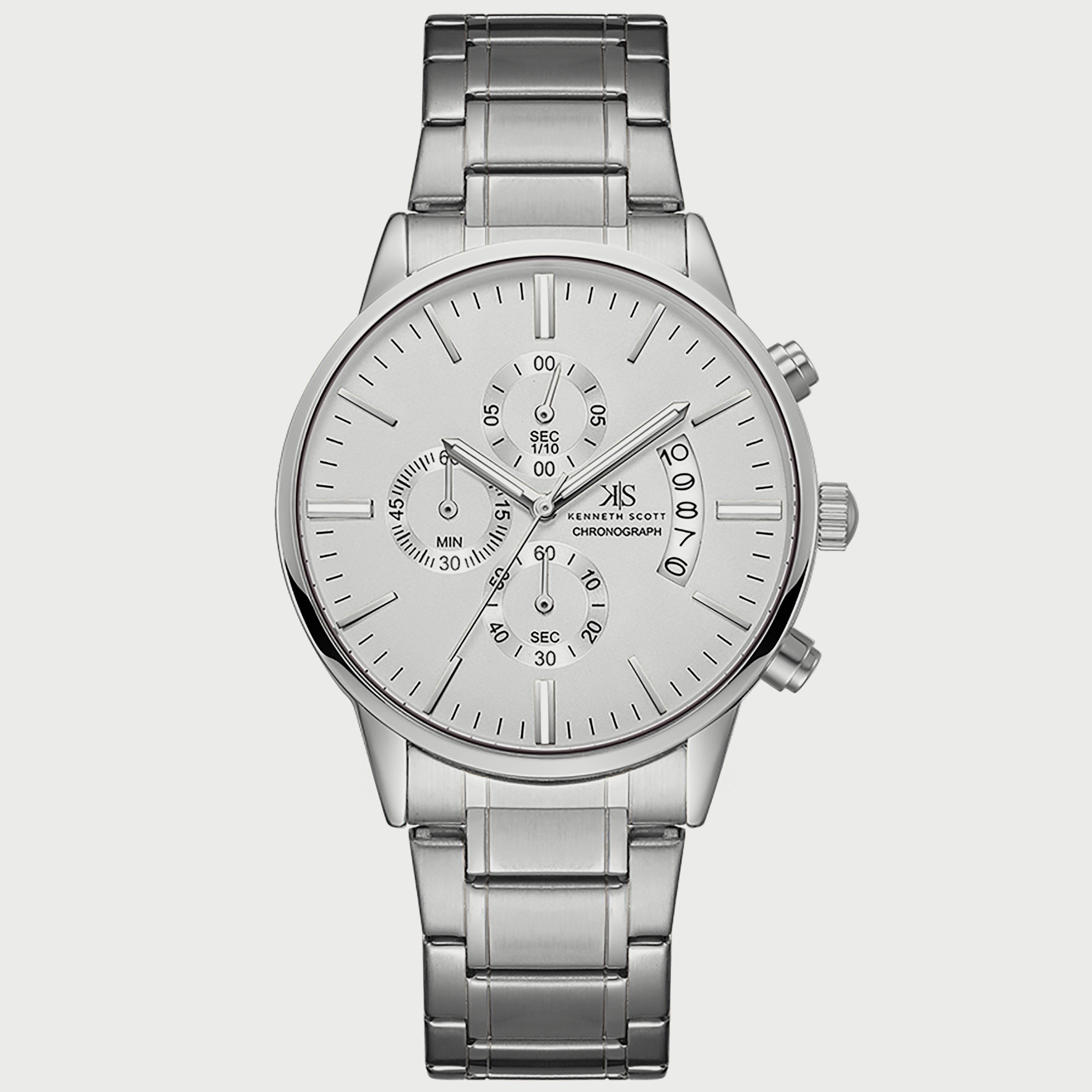 K22103-SBSW "ساعة" كرونوغراف فضية بسوار ستانلس ستيل من كينيث سكوت للرجال -men-watchesandjewellery-watches-image-1