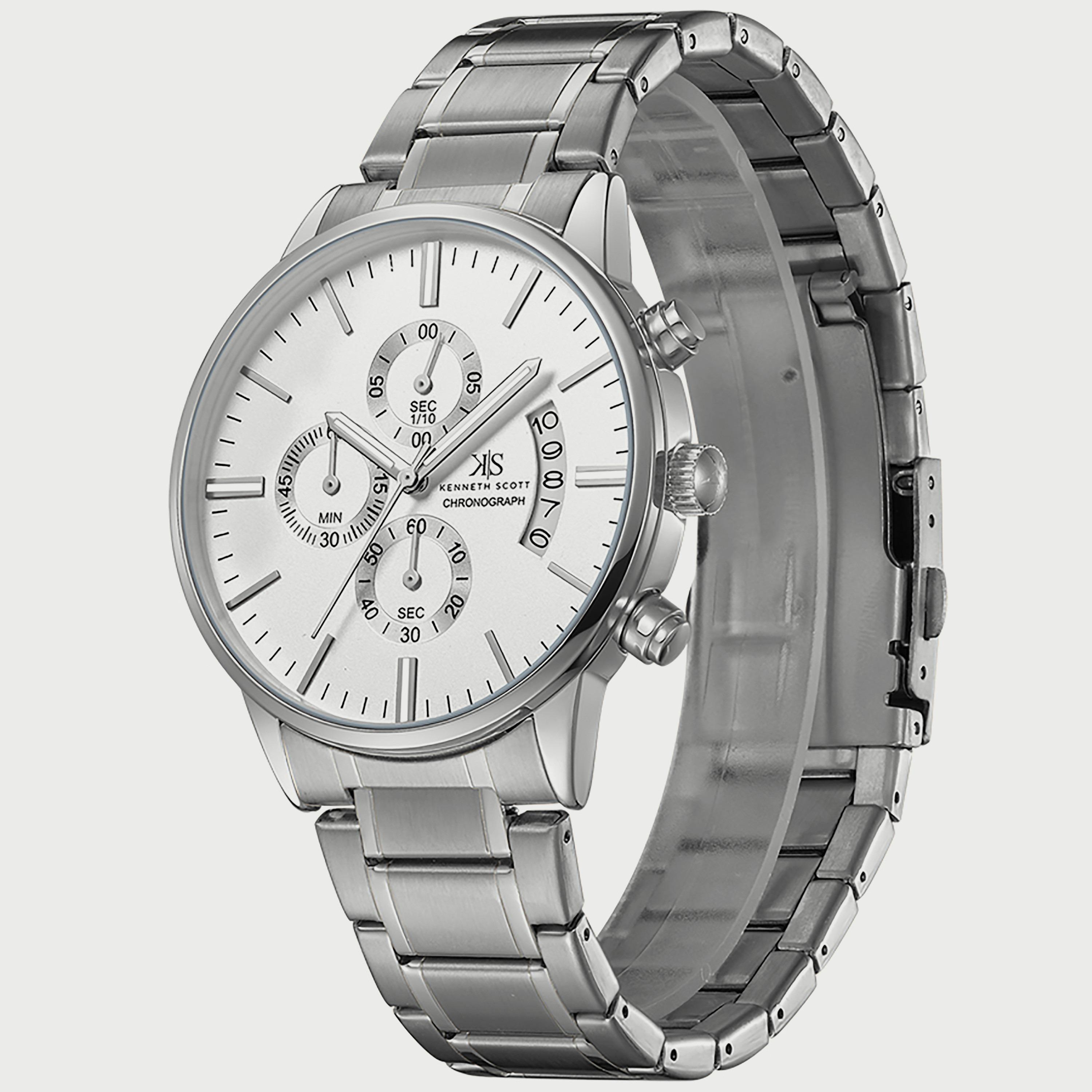 K22103-SBSW "ساعة" كرونوغراف فضية بسوار ستانلس ستيل من كينيث سكوت للرجال -men-watchesandjewellery-watches-image-2