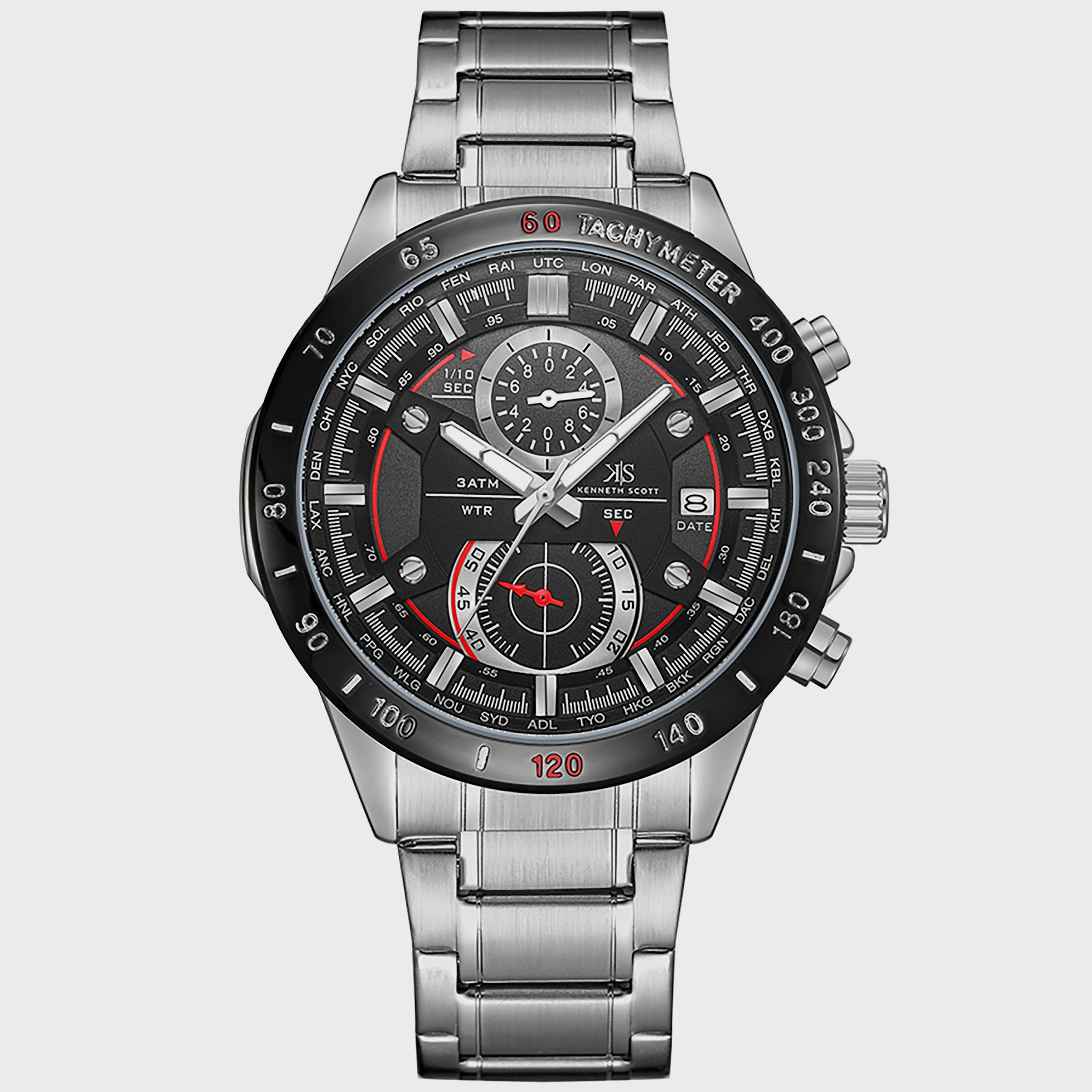 K22104-SBSB "ساعة" كرونوغراف فضية بسوار ستانلس ستيل من كينيث سكوت للرجال -men-watchesandjewellery-watches-image-1