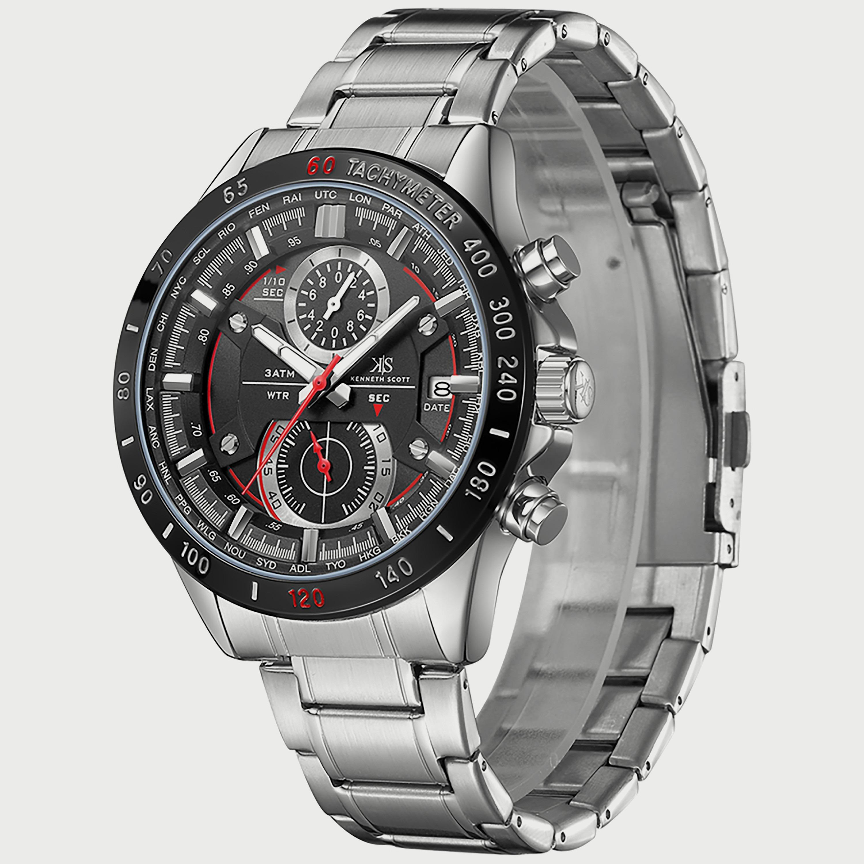 K22104-SBSB "ساعة" كرونوغراف فضية بسوار ستانلس ستيل من كينيث سكوت للرجال -men-watchesandjewellery-watches-image-2