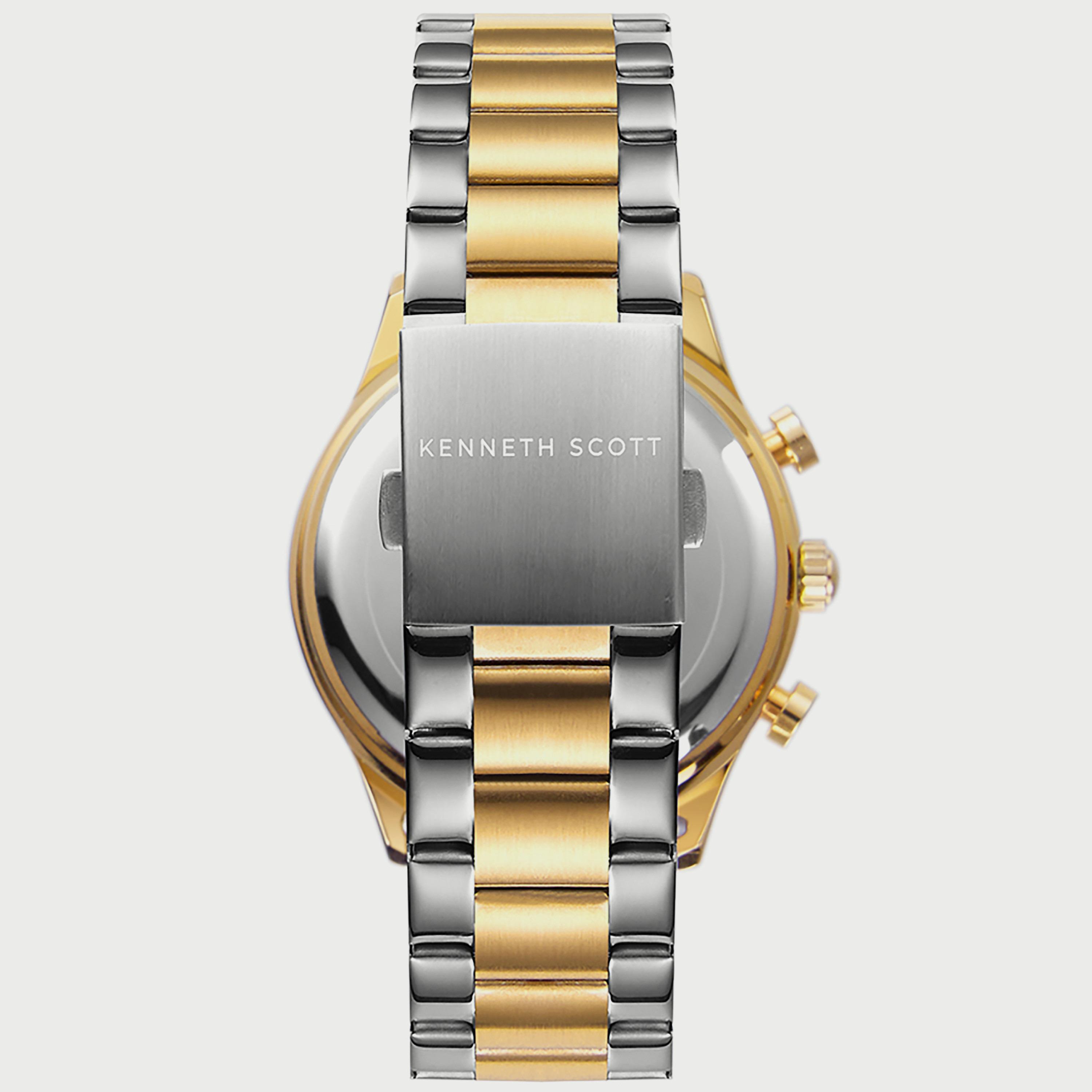 K22105-TBTW "ساعة" كرونوغراف فضية وذهبية بسوار ستانلس ستيل من كينيث سكوت للرجال -men-watchesandjewellery-watches-image-3