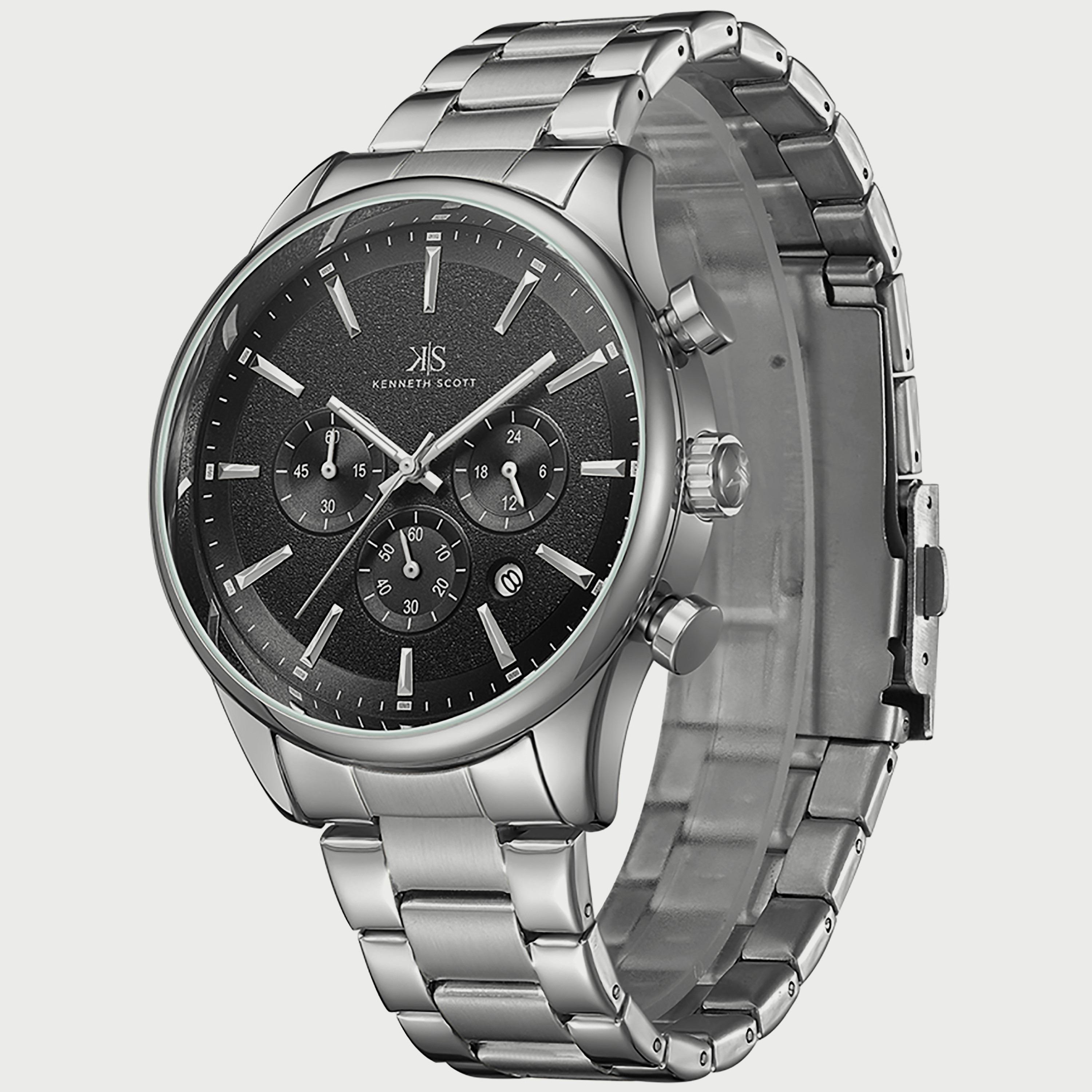 K22105-SBSB "ساعة" كرونوغراف فضية بسوار ستانلس ستيل من كينيث سكوت للرجال -men-watchesandjewellery-watches-image-2