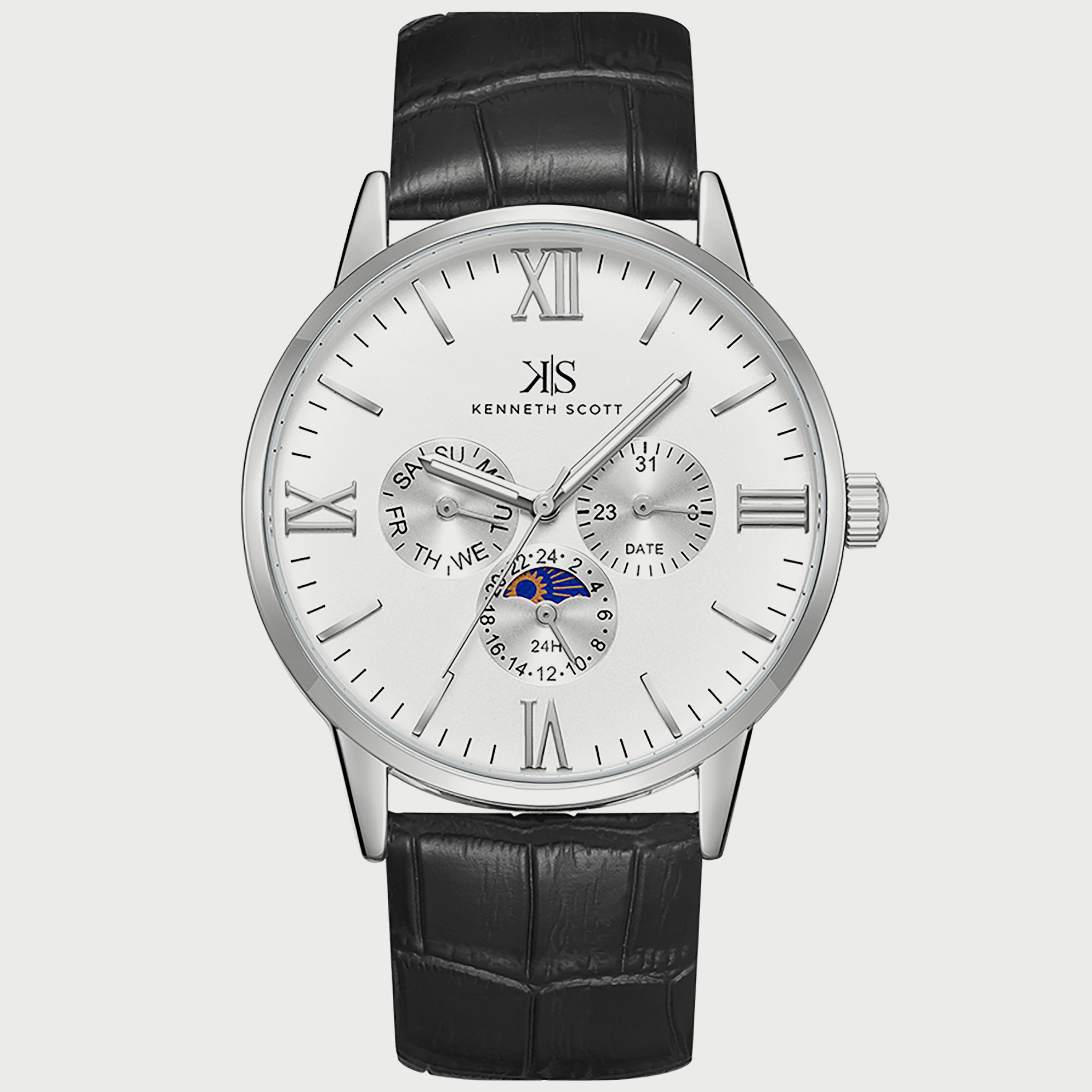 K22107-SLBW "ساعة" أنالوج بسوار جلدي اسود للرجال من كينيث سكوت -men-watchesandjewellery-watches-image-1