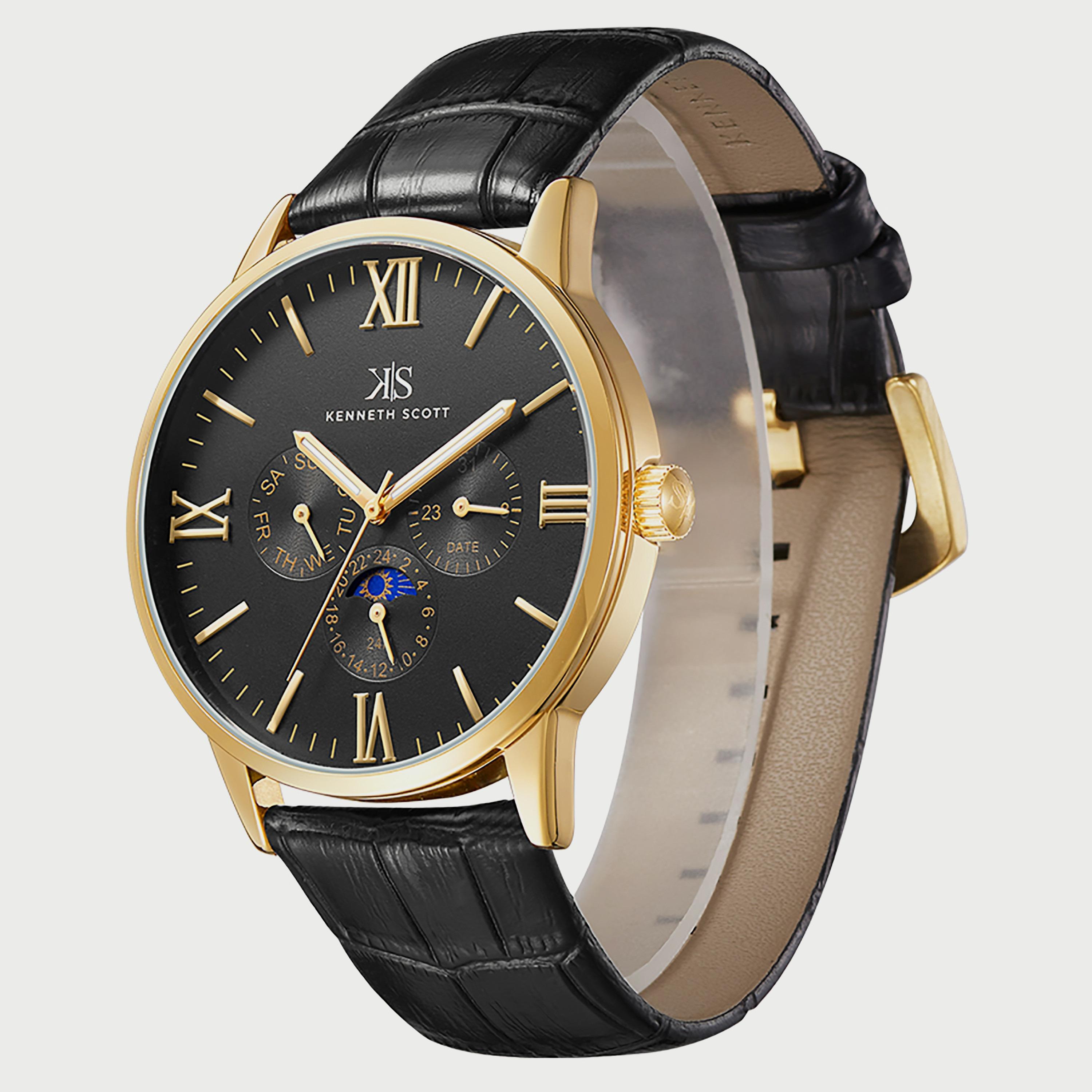 K22107-GLBB "ساعة" أنالوج بسوار جلدي اسود للرجال من كينيث سكوت -men-watchesandjewellery-watches-image-2