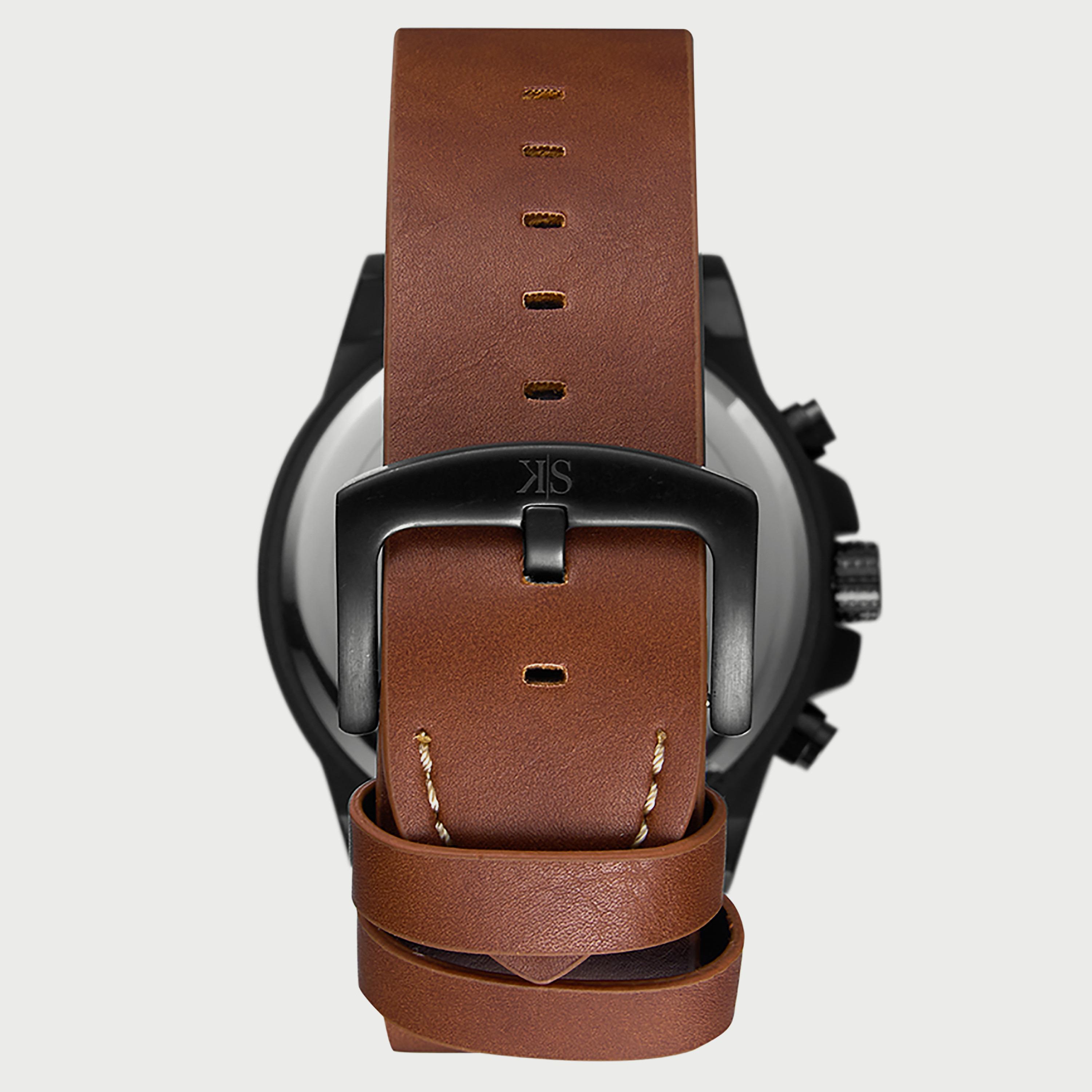 K22108-BLEB "ساعة" كرونوغراف بسوار جلدي بني للرجال من كينيث سكوت -men-watchesandjewellery-watches-image-3