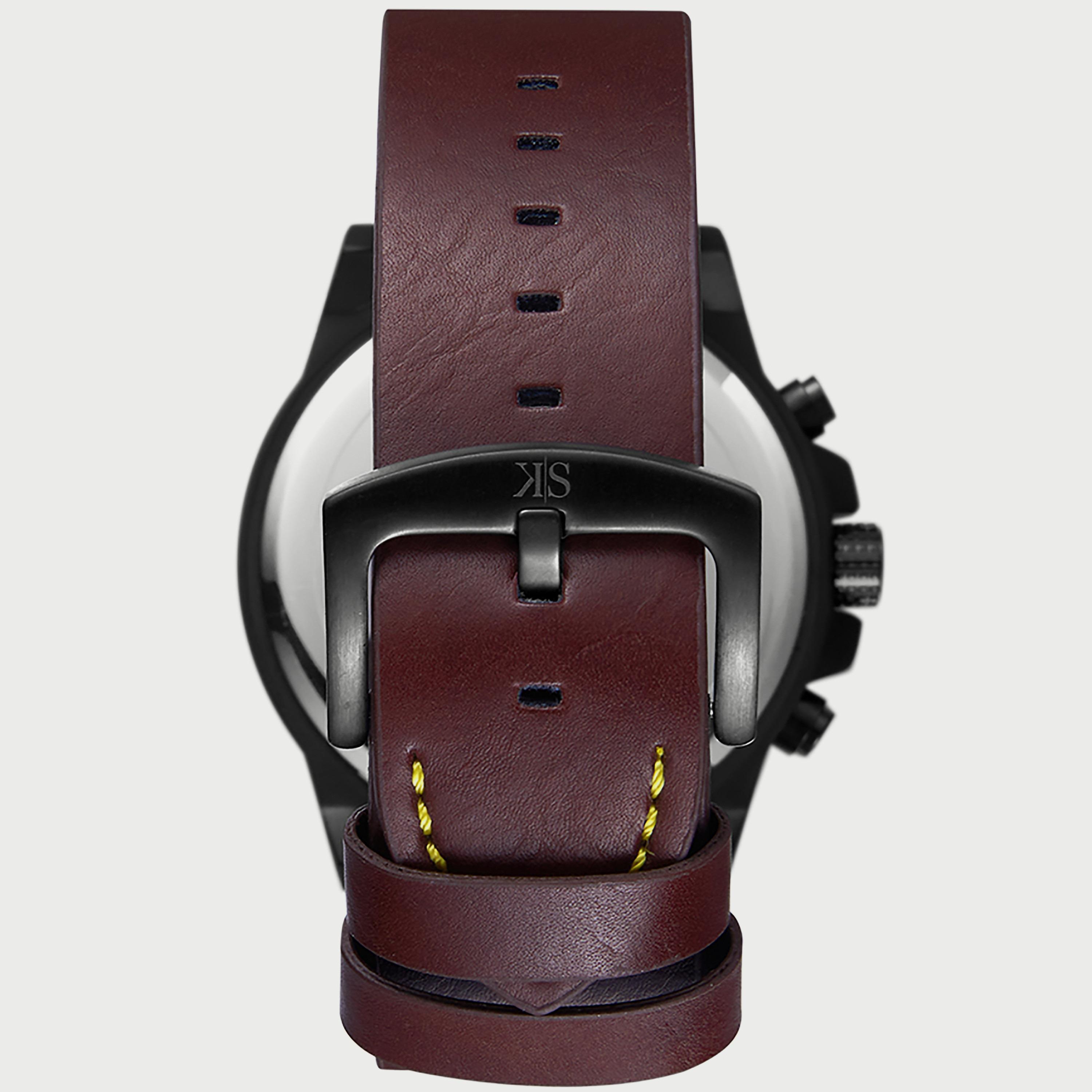K22108-BLDB "ساعة" كرونوغراف بسوار جلدي بني غامق للرجال من كينيث سكوت -men-watchesandjewellery-watches-image-3