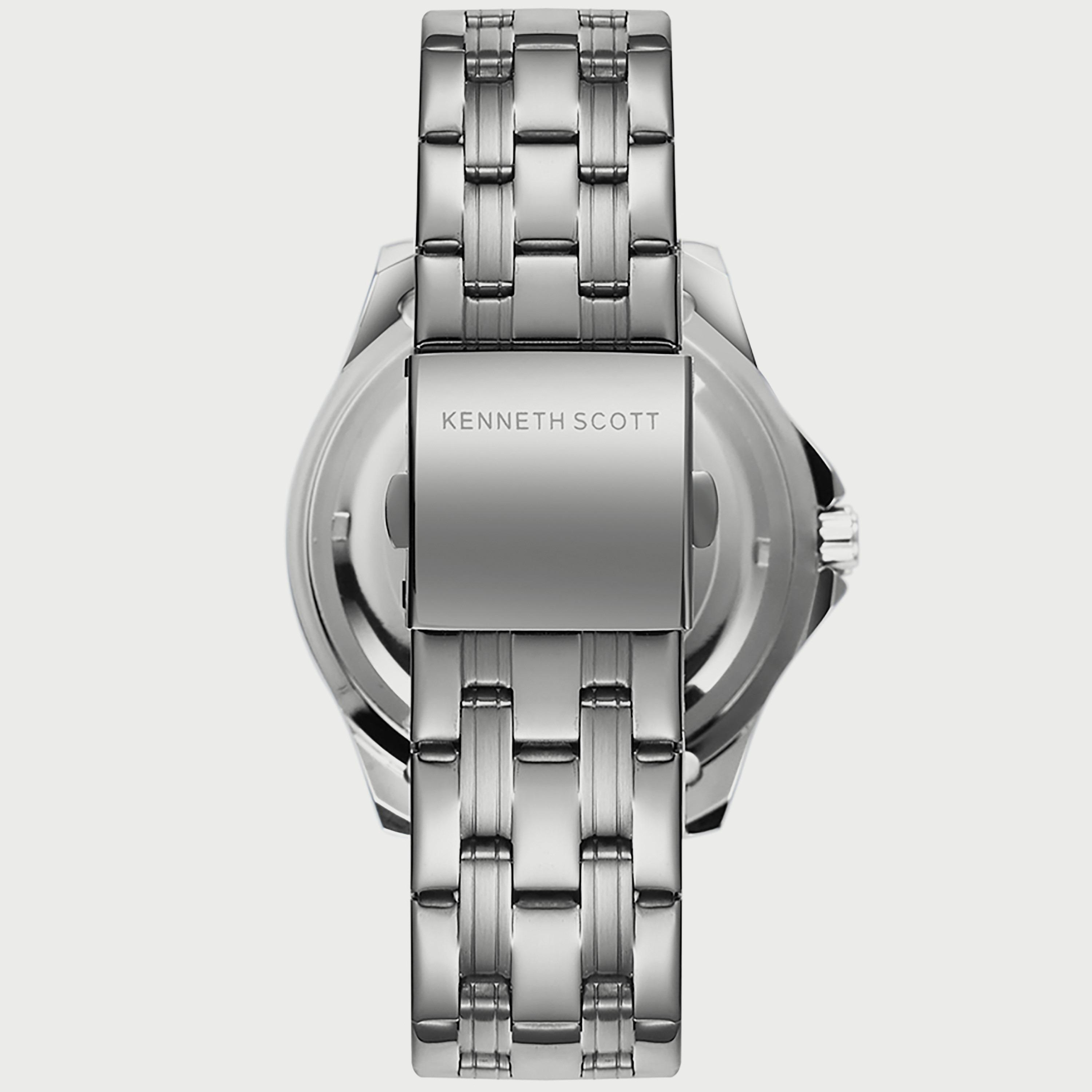 Kenneth Scott Men's Silver Analog Stainless Steel Strap Watch K22009-SBSN | 48 MM-men-watchesandjewellery-watches-image-3