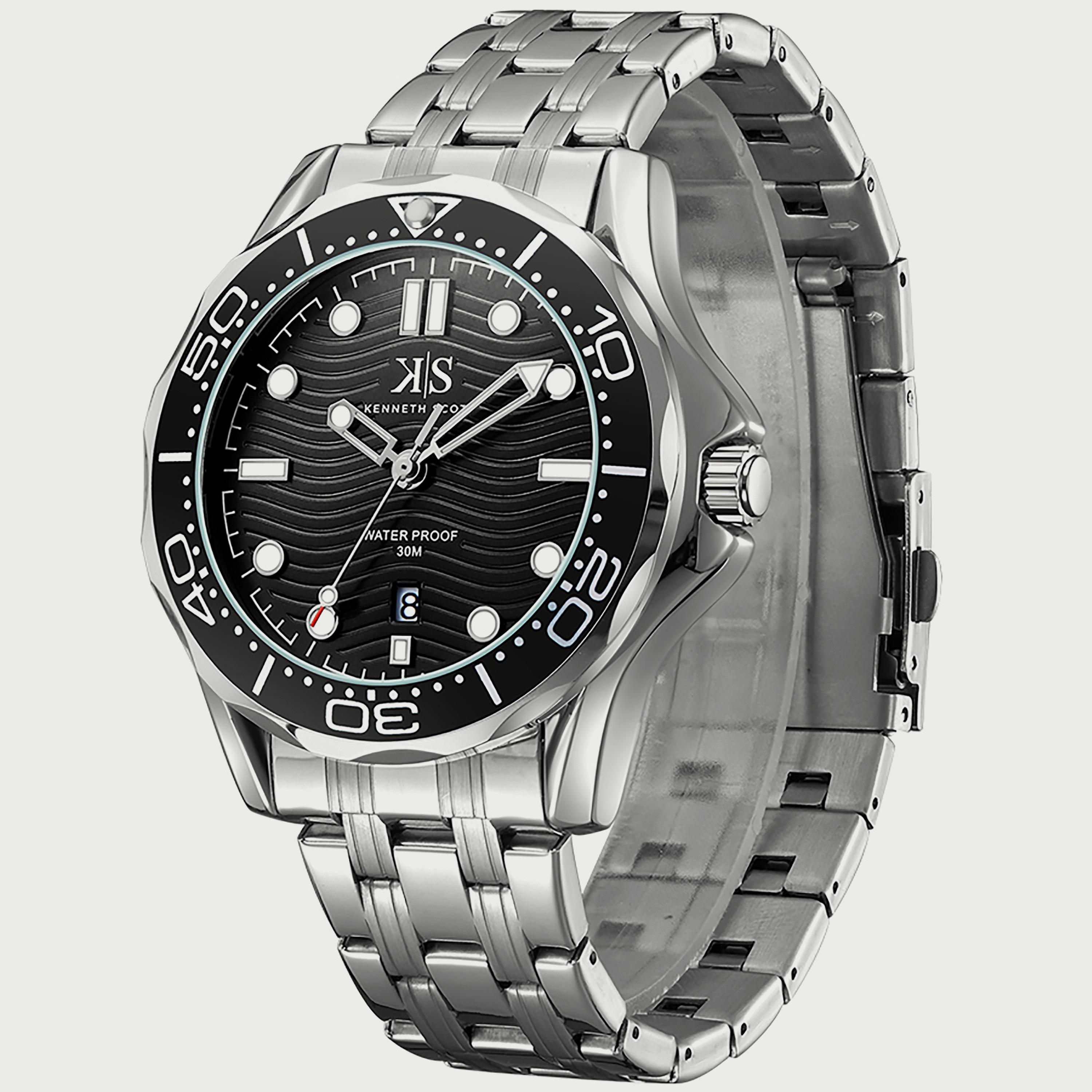 Kenneth Scott Men's Silver Analog Stainless Steel Strap Watch K22009-SBSB-men-watchesandjewellery-watches-image-2