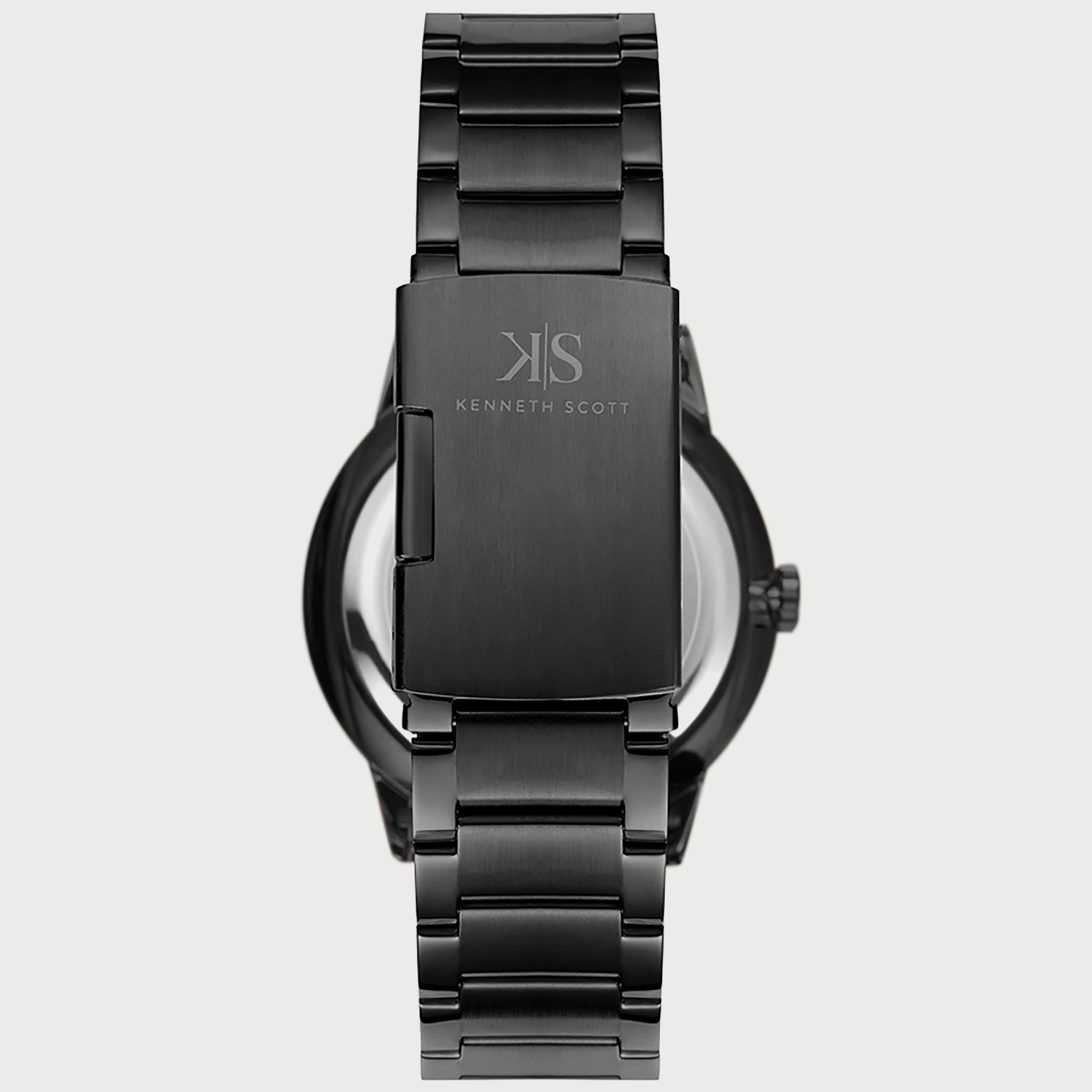 Kenneth Scott Men's Black Analog Stainless Steel Strap Watch K22010-BBBB | 42 MM-men-watchesandjewellery-watches-image-3