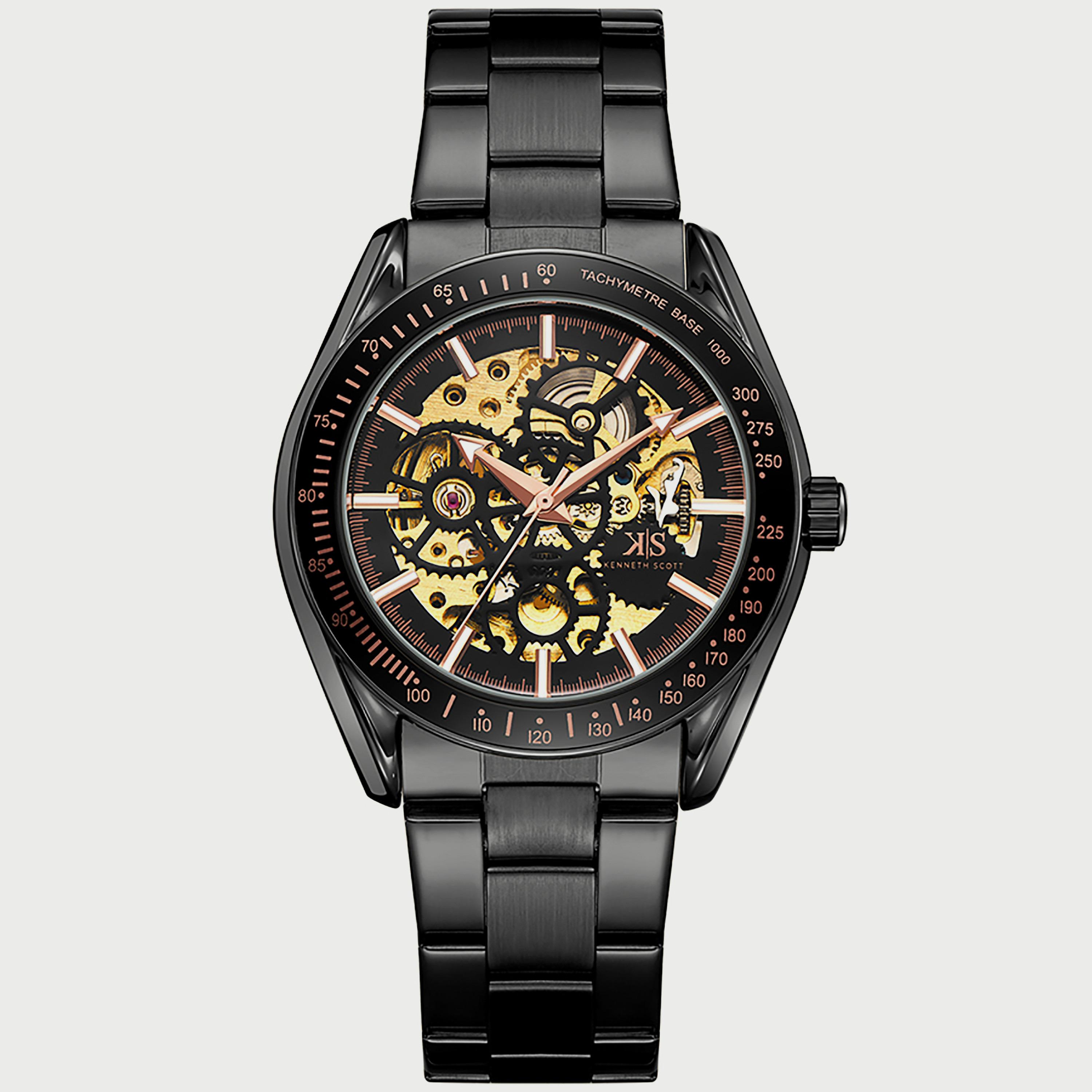 K22312-BBBB "ساعة" سوداء بسوار ستانلس ستيل أوتوماتيكي من كينيث سكوت للرجال -men-watchesandjewellery-watches-image-1