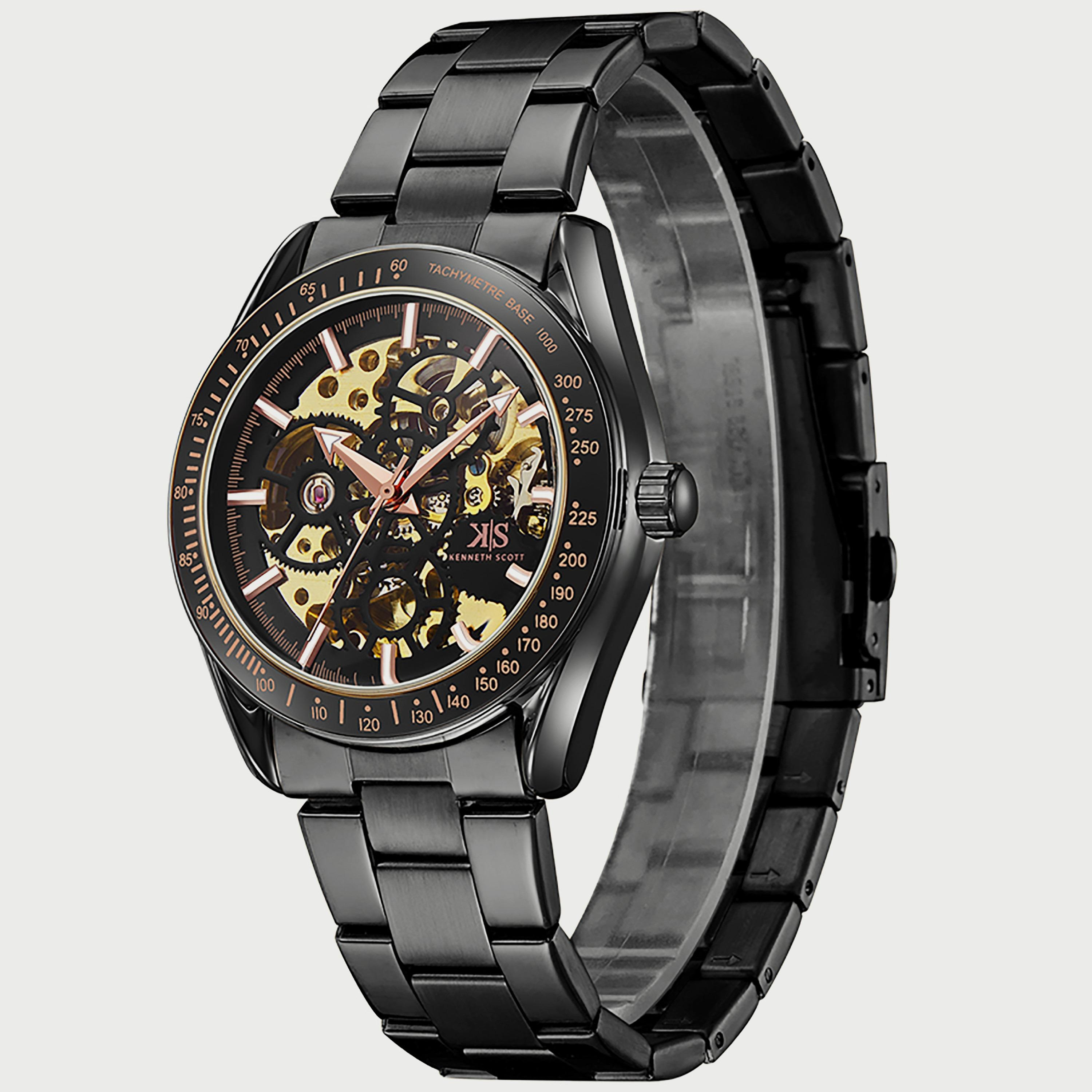 K22312-BBBB "ساعة" سوداء بسوار ستانلس ستيل أوتوماتيكي من كينيث سكوت للرجال -men-watchesandjewellery-watches-image-2