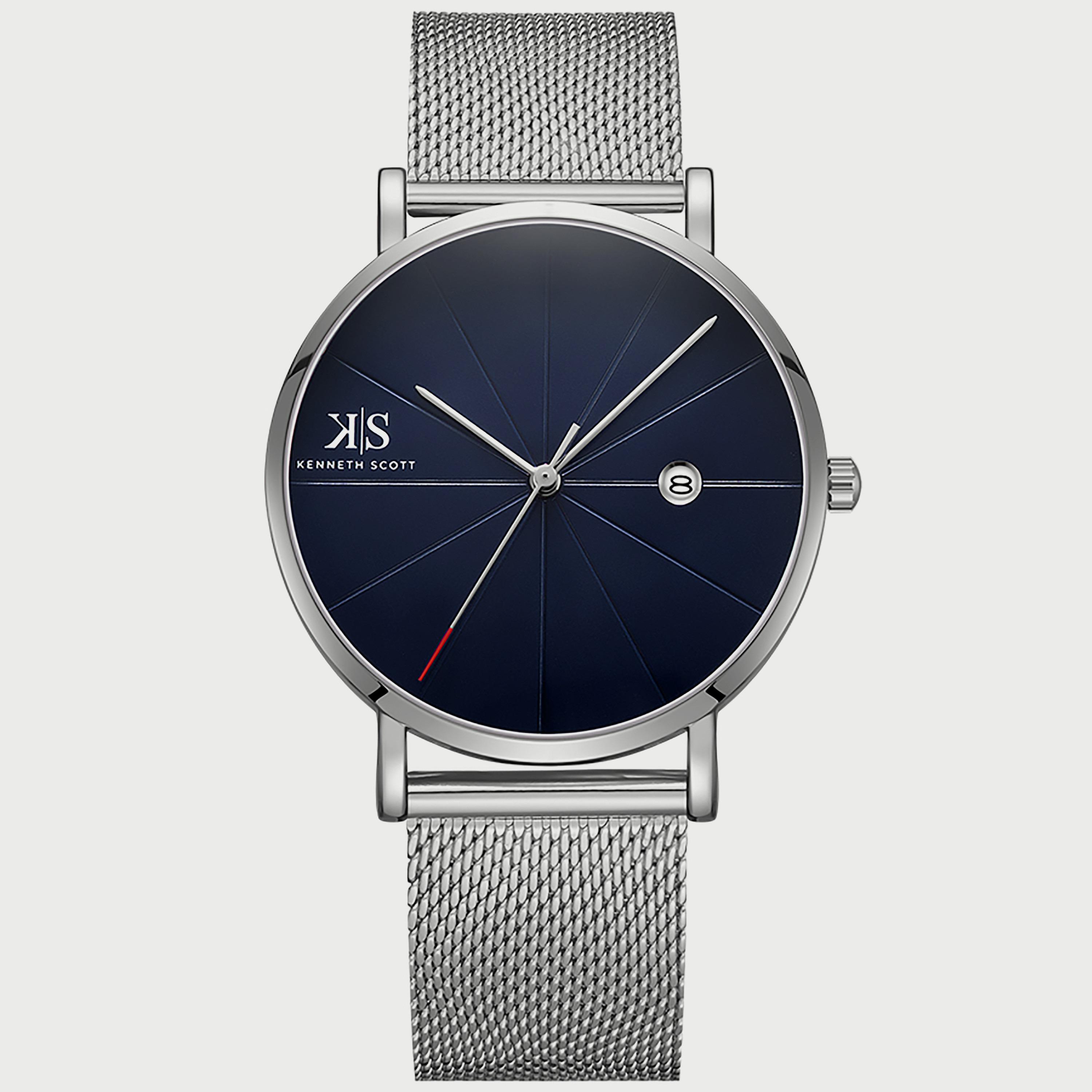 K22013-SMSN "ساعة" أنالوج فضية بسوار ستانلس ستيل من كينيث سكوت للرجال -men-watchesandjewellery-watches-image-1