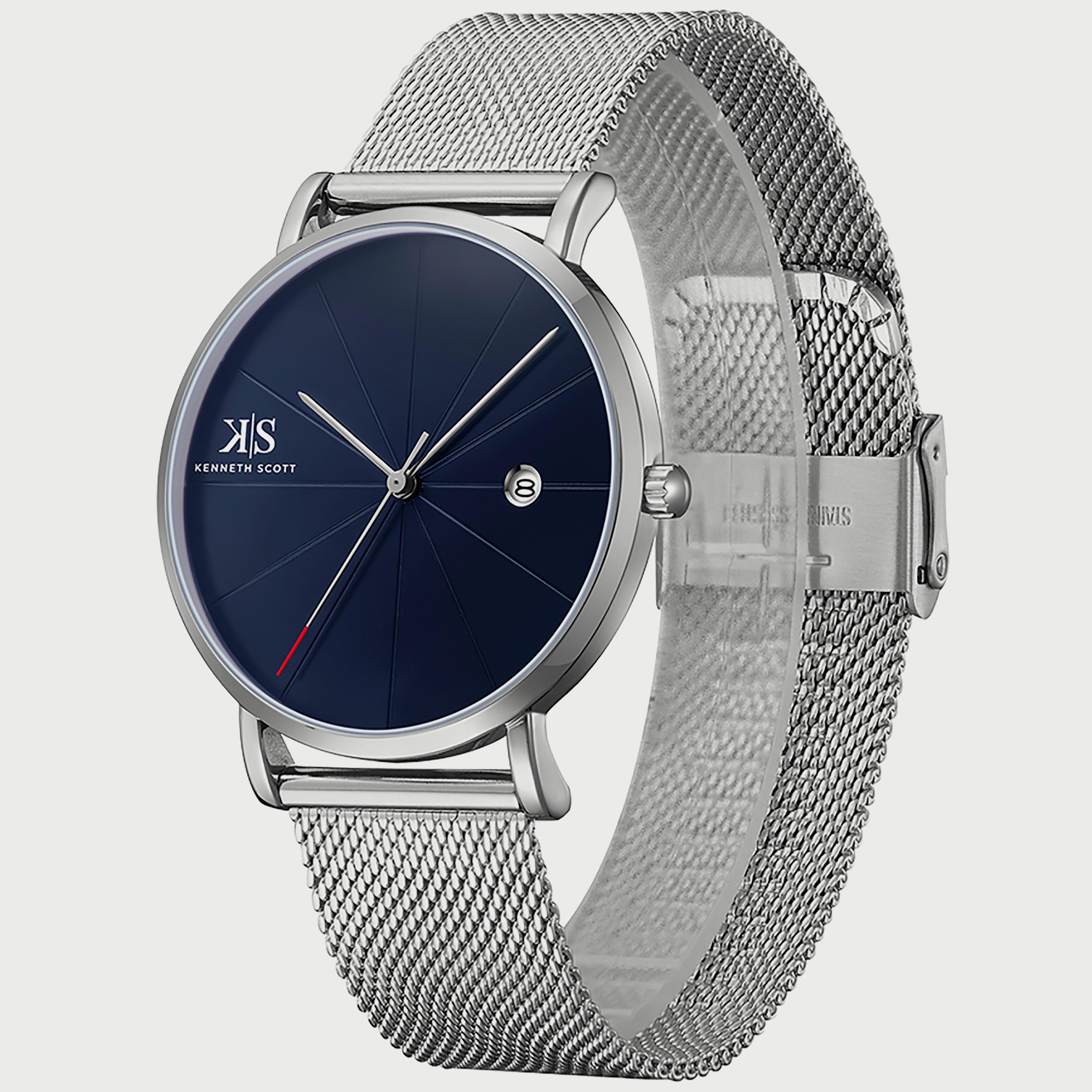 K22013-SMSN "ساعة" أنالوج فضية بسوار ستانلس ستيل من كينيث سكوت للرجال -men-watchesandjewellery-watches-image-2