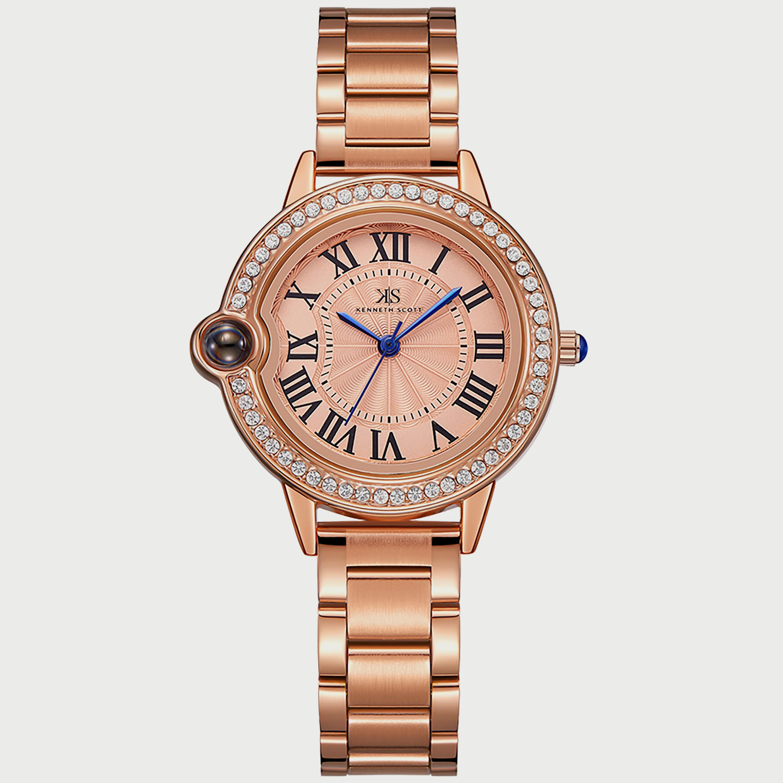 Kenneth Scott Women's Rose Gold Analog Stainless Steel Strap Watch K22530-RBKK | 34 MM-women-watchesandjewellery-watches-image-1