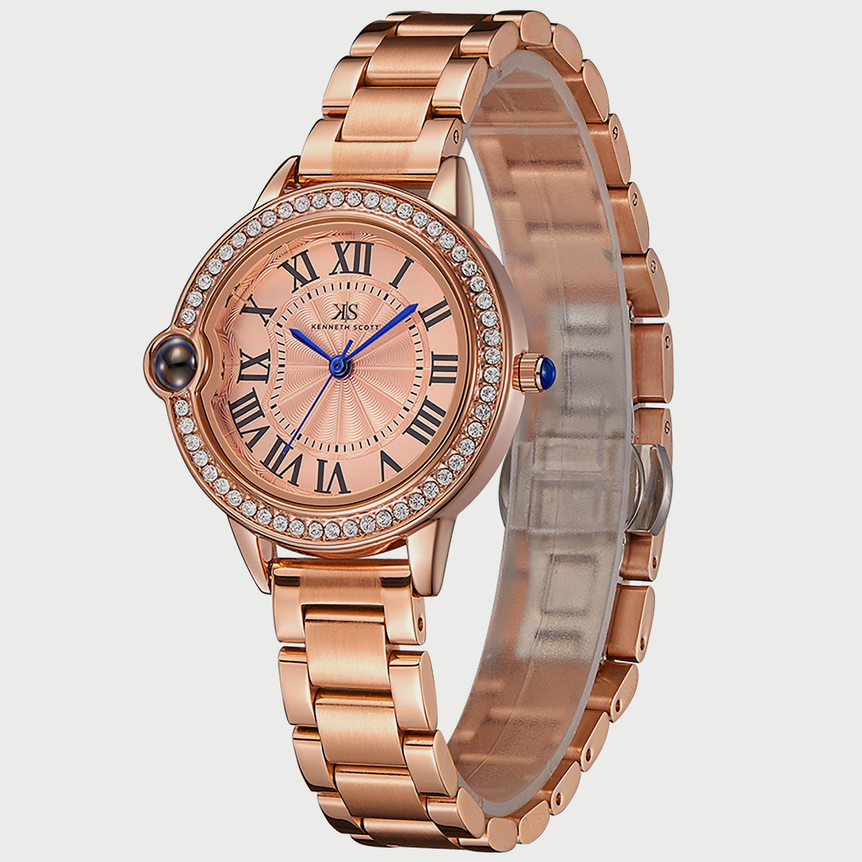 Kenneth Scott Women's Rose Gold Analog Stainless Steel Strap Watch K22530-RBKK | 34 MM-women-watchesandjewellery-watches-image-2
