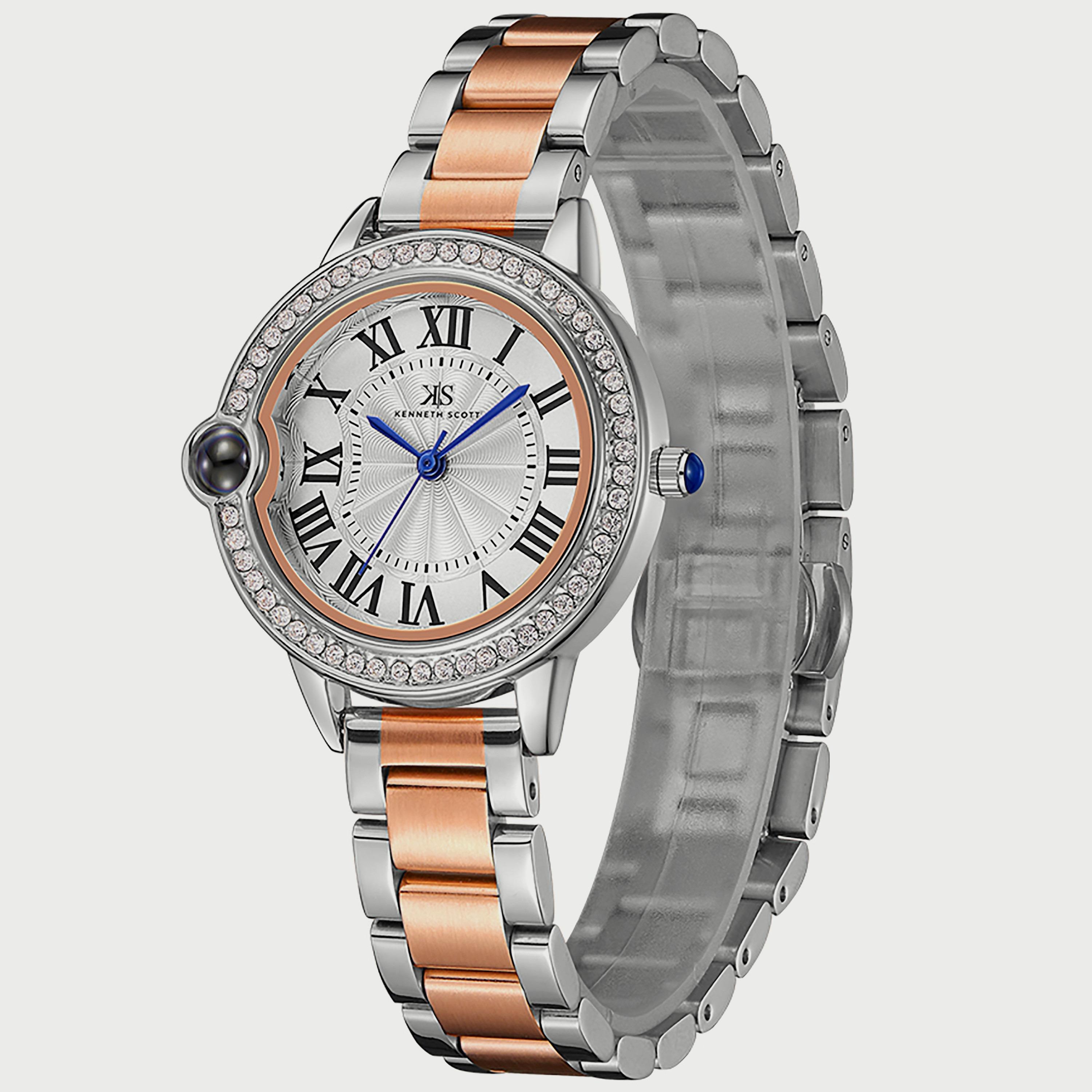 Kenneth Scott Women's Silver & Rose Gold Analog Stainless Steel Strap Watch K22530-KBKW-women-watchesandjewellery-watches-image-2