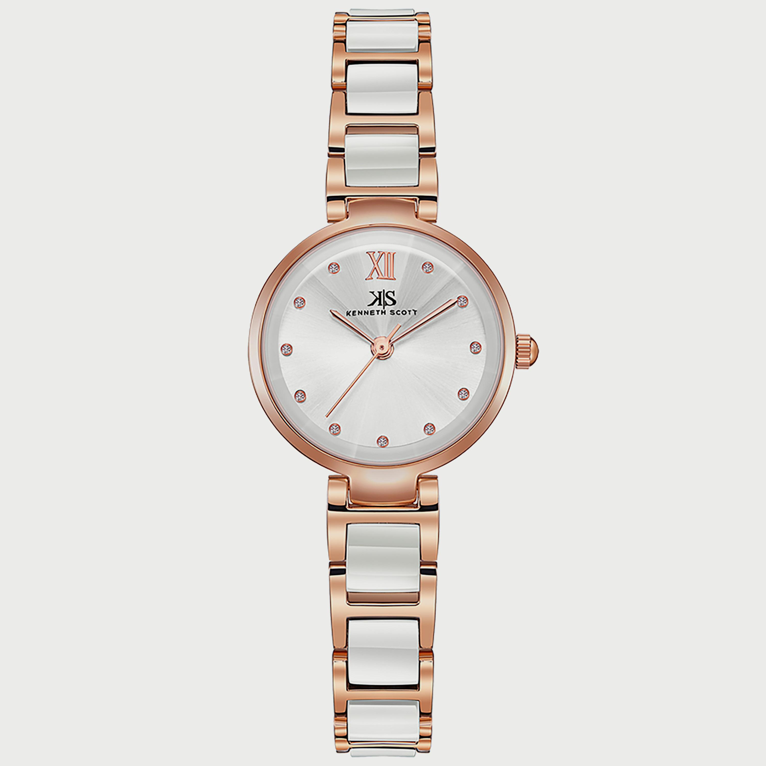 Kenneth Scott Women's Silver & Rose Gold Analog Alloy Strap Watch K22531-KCWW-women-watchesandjewellery-watches-image-1