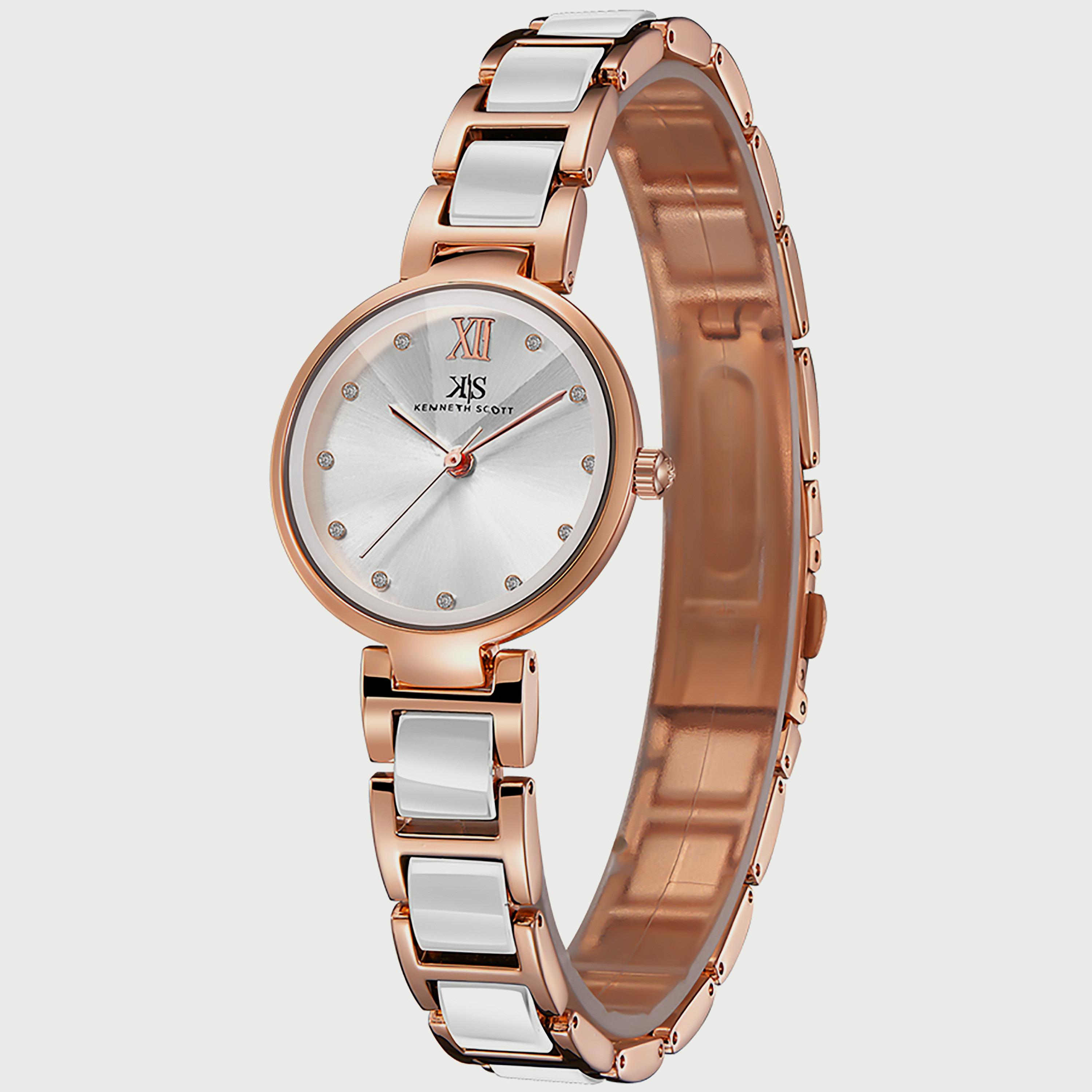 Kenneth Scott Women's Silver & Rose Gold Analog Alloy Strap Watch K22531-KCWW-women-watchesandjewellery-watches-image-2